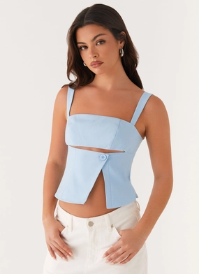 Durable Interlock Stitch Pia Cut Out Top - Pastel Blue