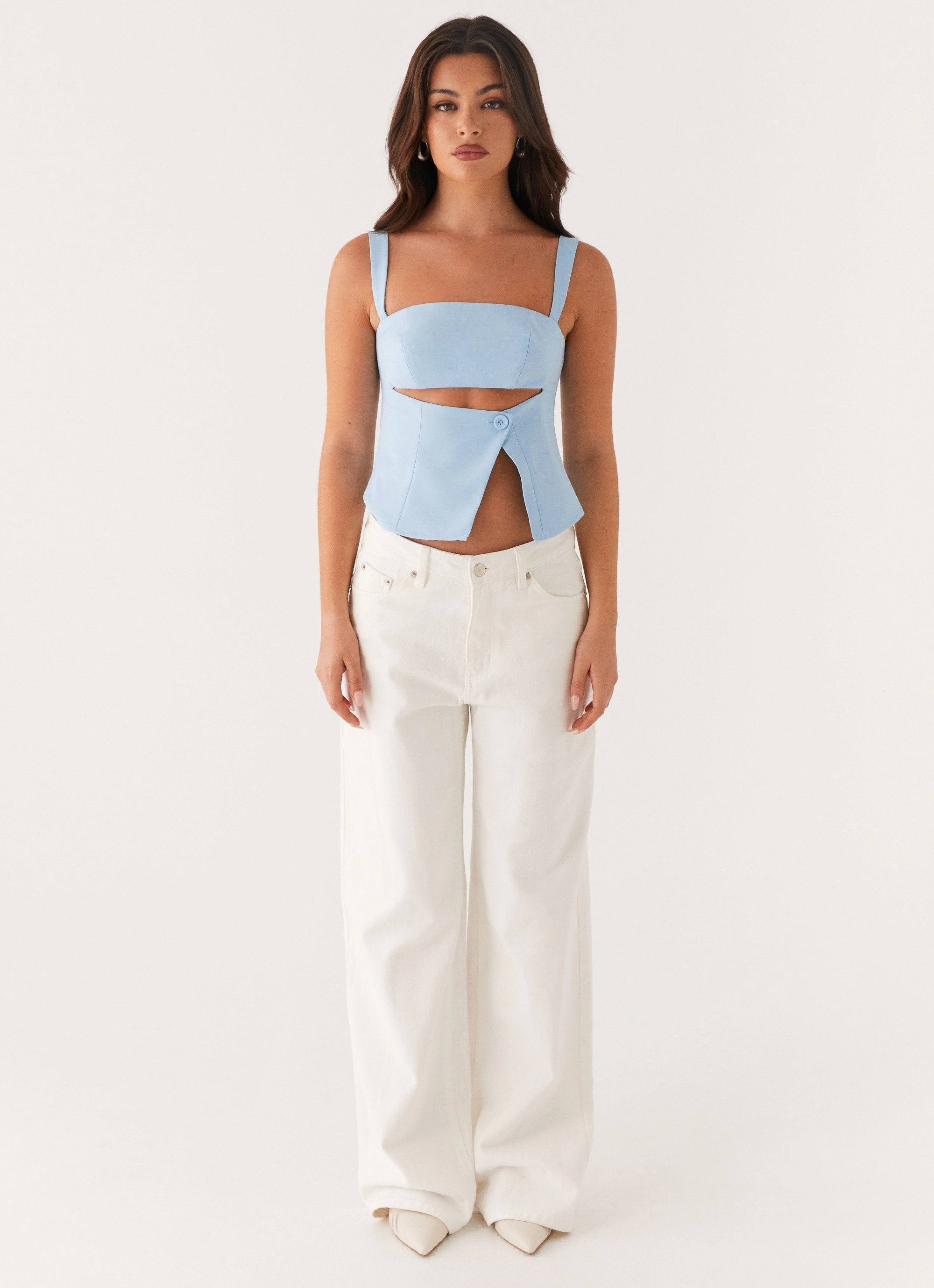 OdorResistant Treatment Modular Pocket Layout Pia Cut Out Top - Pastel Blue