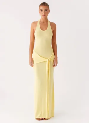 Pina Colada Knit Maxi Dress - Yellow Travel Staple Dress for brunch