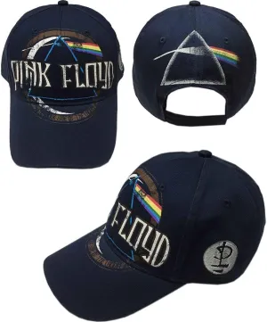 Pink Floyd Men's Dark Side of The Moon Album Distressed (Navy Blue) Baseball Cap Adjustable Navy