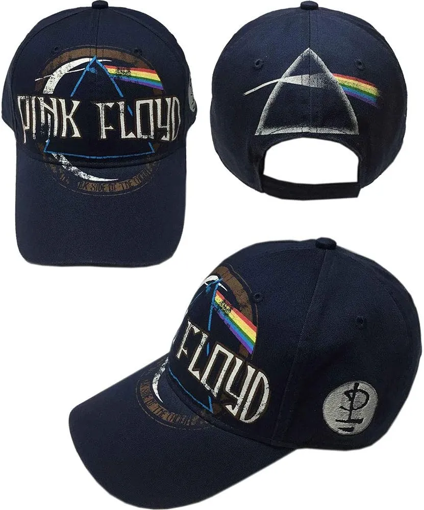 Pink Floyd Men's Dark Side of The Moon Album Distressed (Navy Blue) Baseball Cap Adjustable Navy