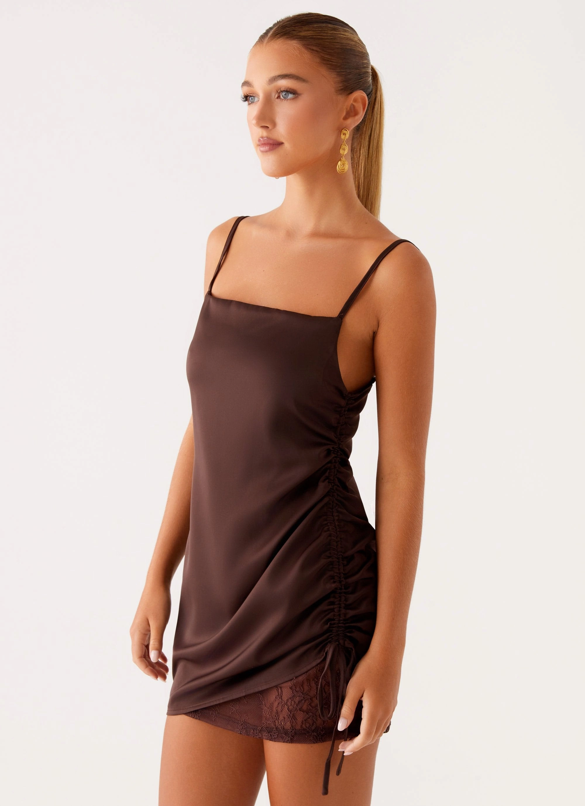 Flattering Comfort Wear Piper Mini Dress - Chocolate