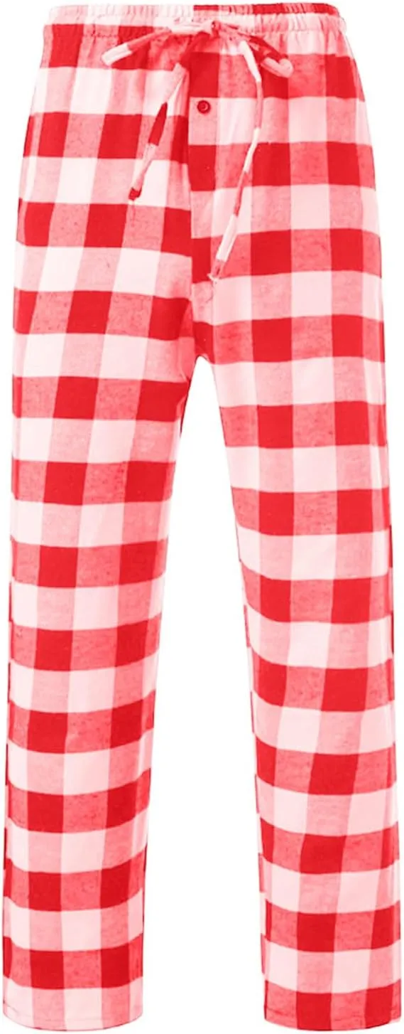 Plaid Pajama Pants for Men Elastic Waist Sleep Lounge Pant Comfy Drawstring with Pockets Sleepwear PJ Bottom Trousers