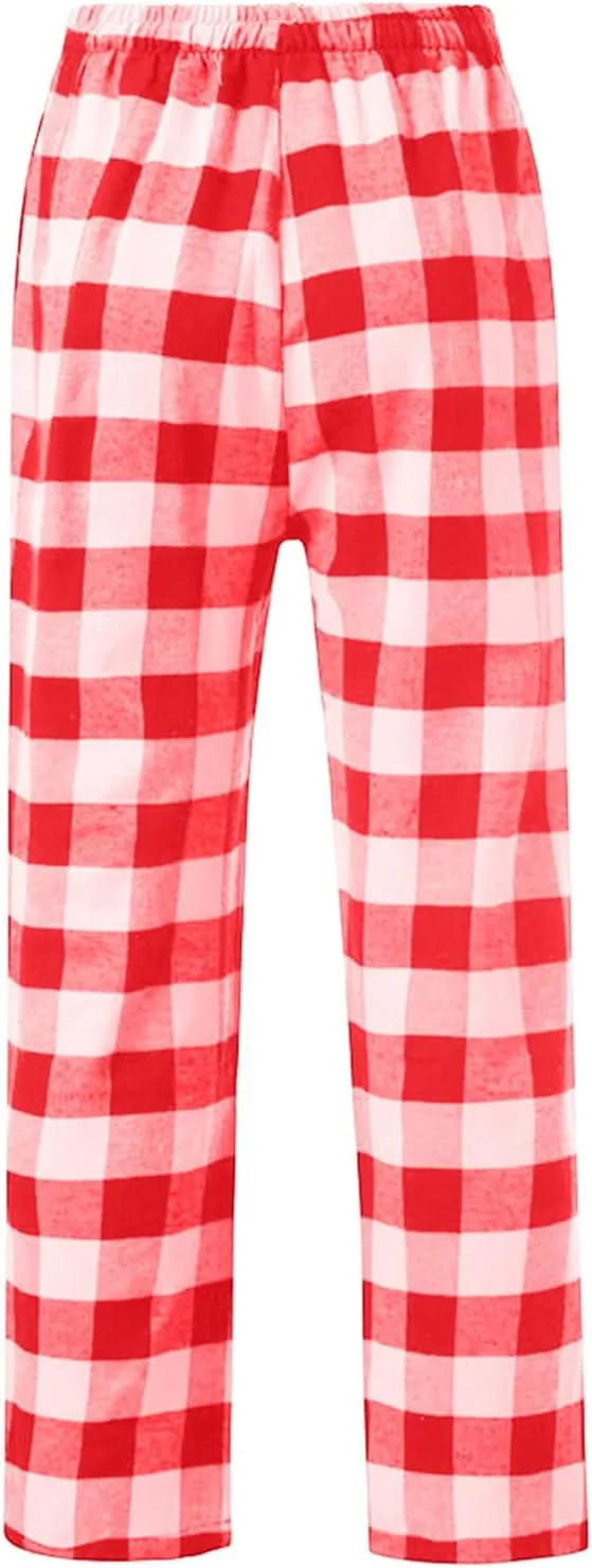 Plaid Pajama Pants for Men Elastic Waist Sleep Lounge Pant Comfy Drawstring with Pockets Sleepwear PJ Bottom Trousers