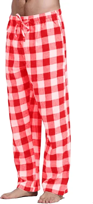 Plaid Pajama Pants for Men Elastic Waist Sleep Lounge Pant Comfy Drawstring with Pockets Sleepwear PJ Bottom Trousers