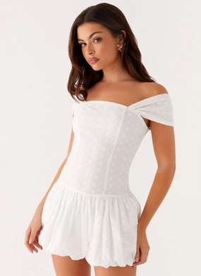 Vida Off Shoulder Mini Dress - White Trendy Wearable