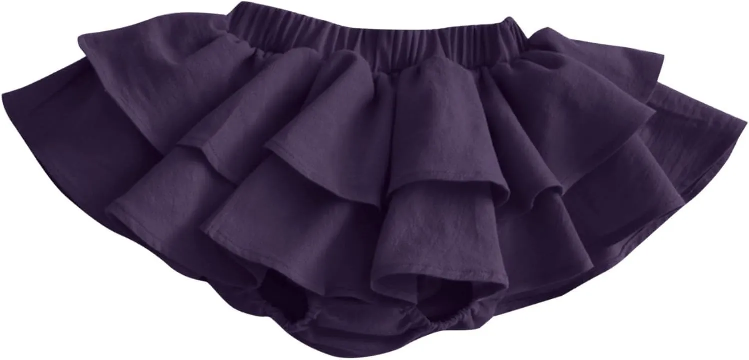 Pleated Ruffle Mini Skirts for Toddler Baby Girl Cute Layered Puffy Short Skirt Elastic Waist Sweet Tiered Half Dress