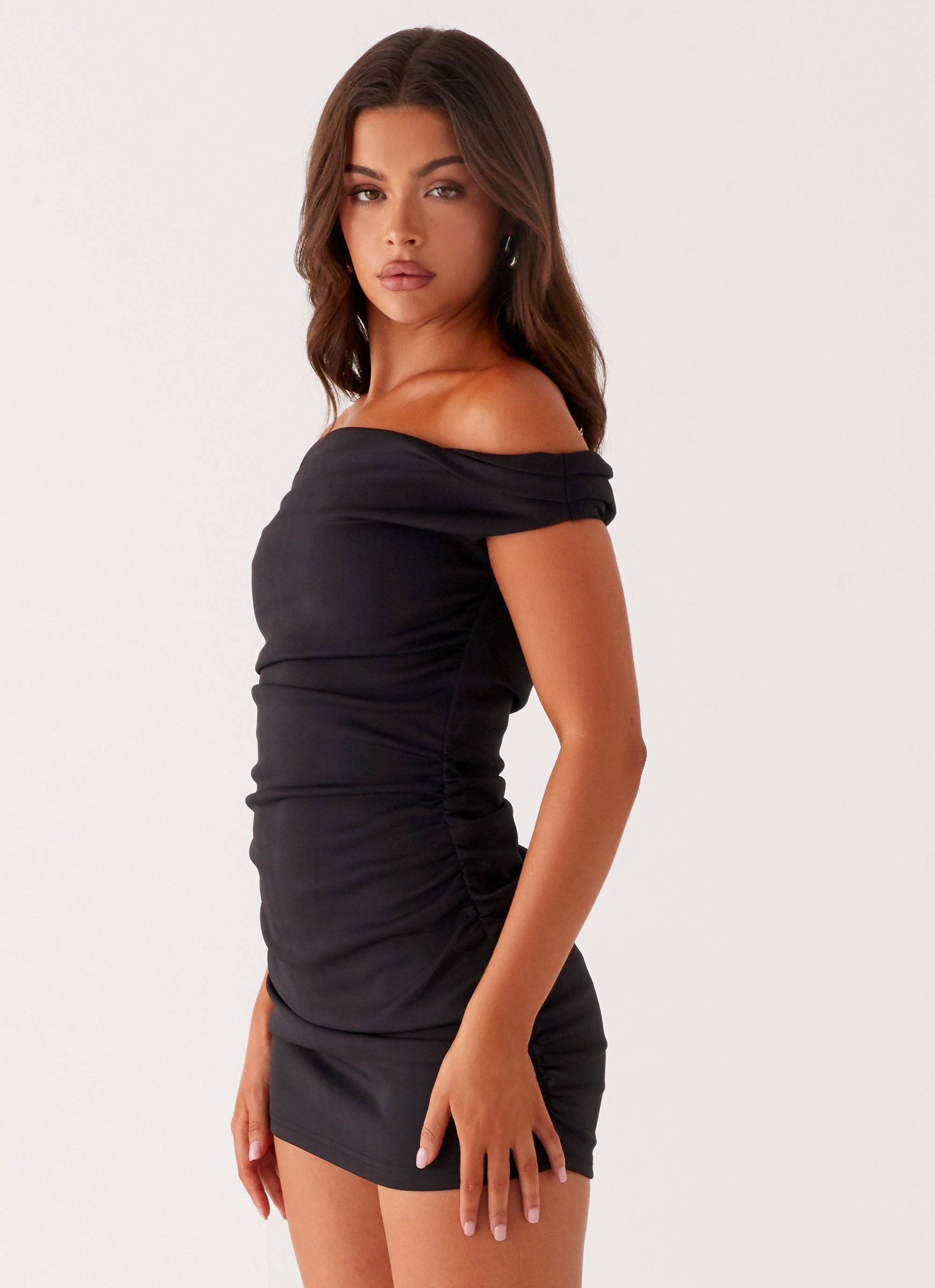 Korean Mood Morgan Off Shoulder Mini Dress - Black