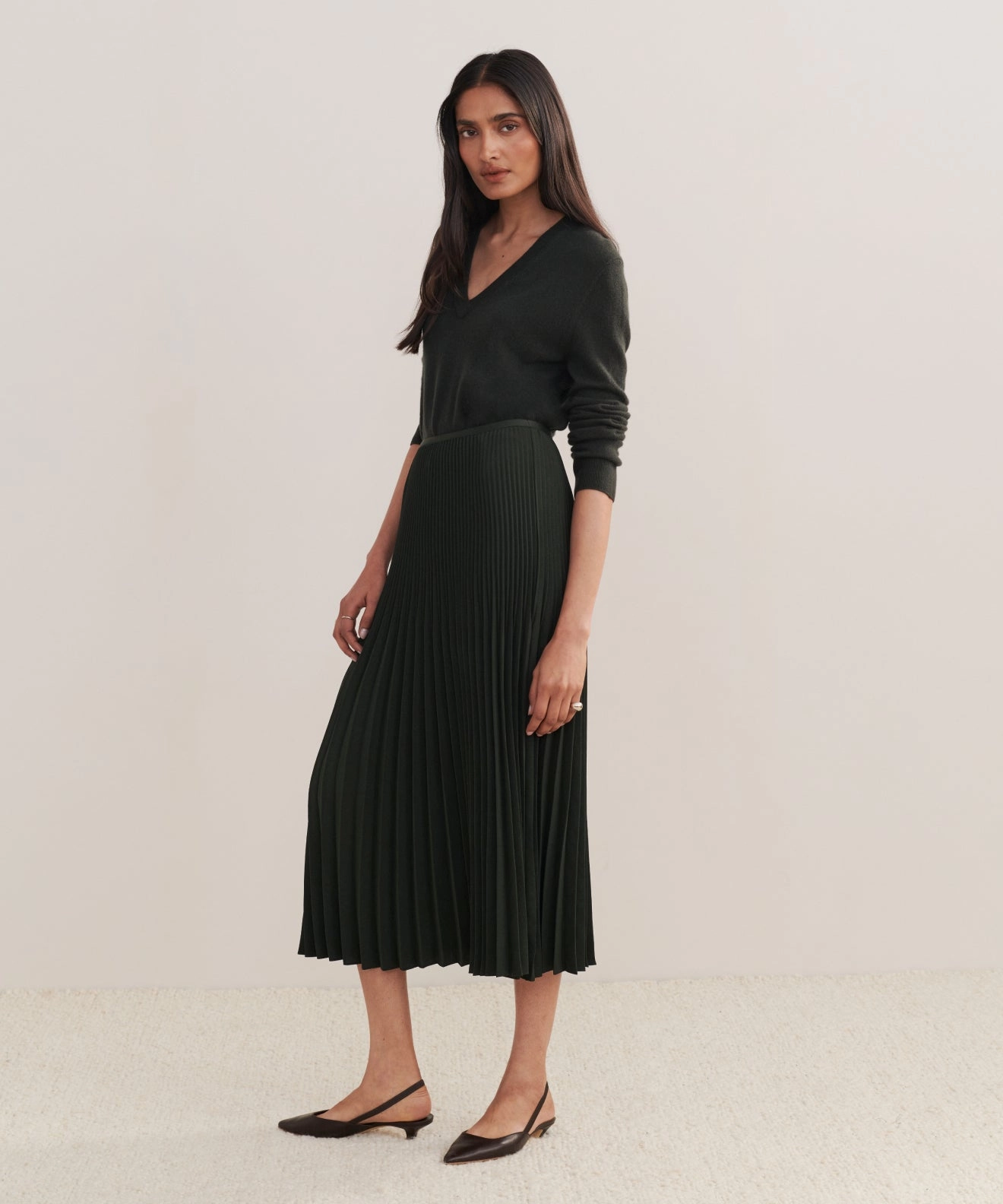 Pleated Skirt Chilly Weather Fit Mid Rise