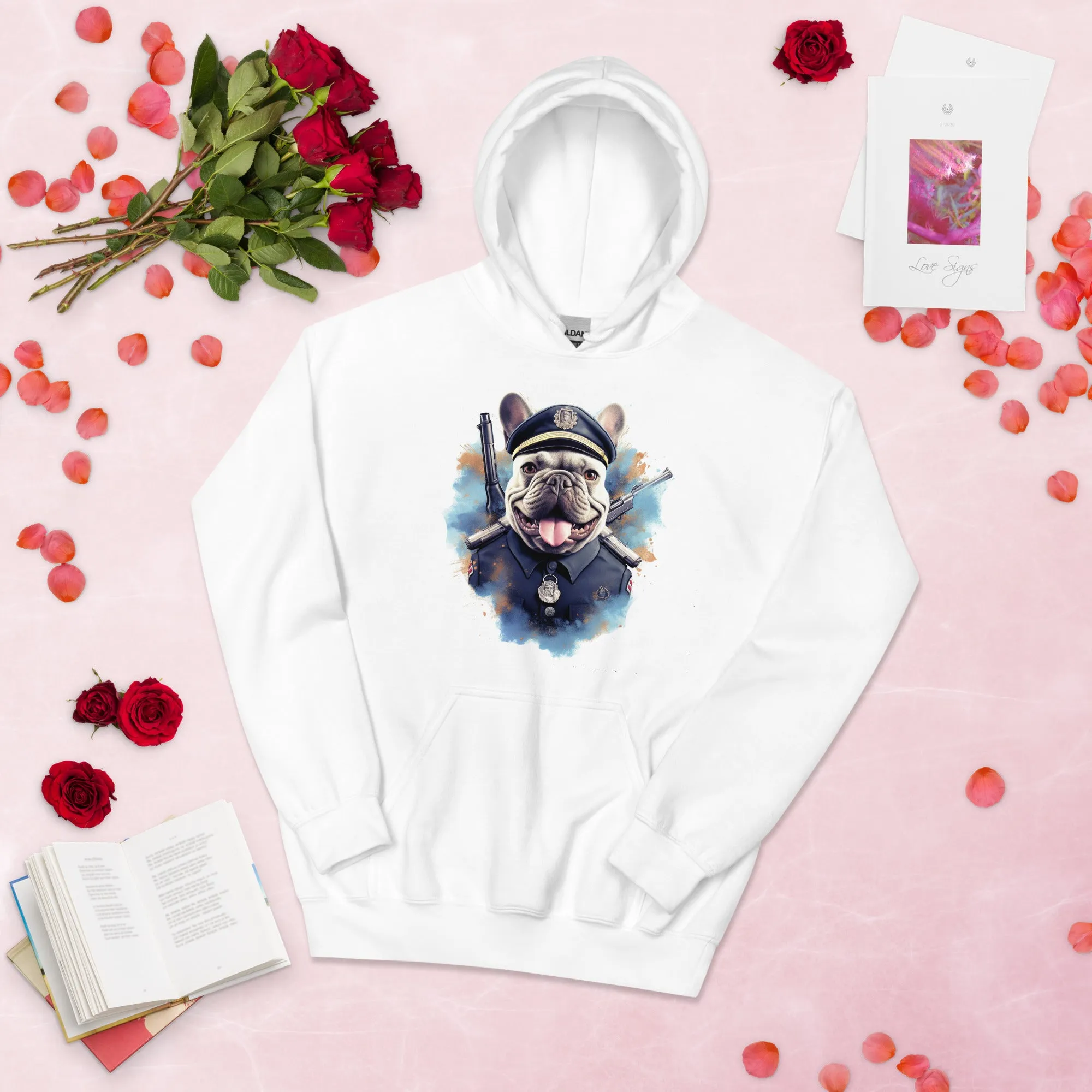 Policeman Frenchie Unisex Heavy Blend Hoodie - A Unique and Brave Pick for Pet Lovers and Law Enforcement Enthusiasts