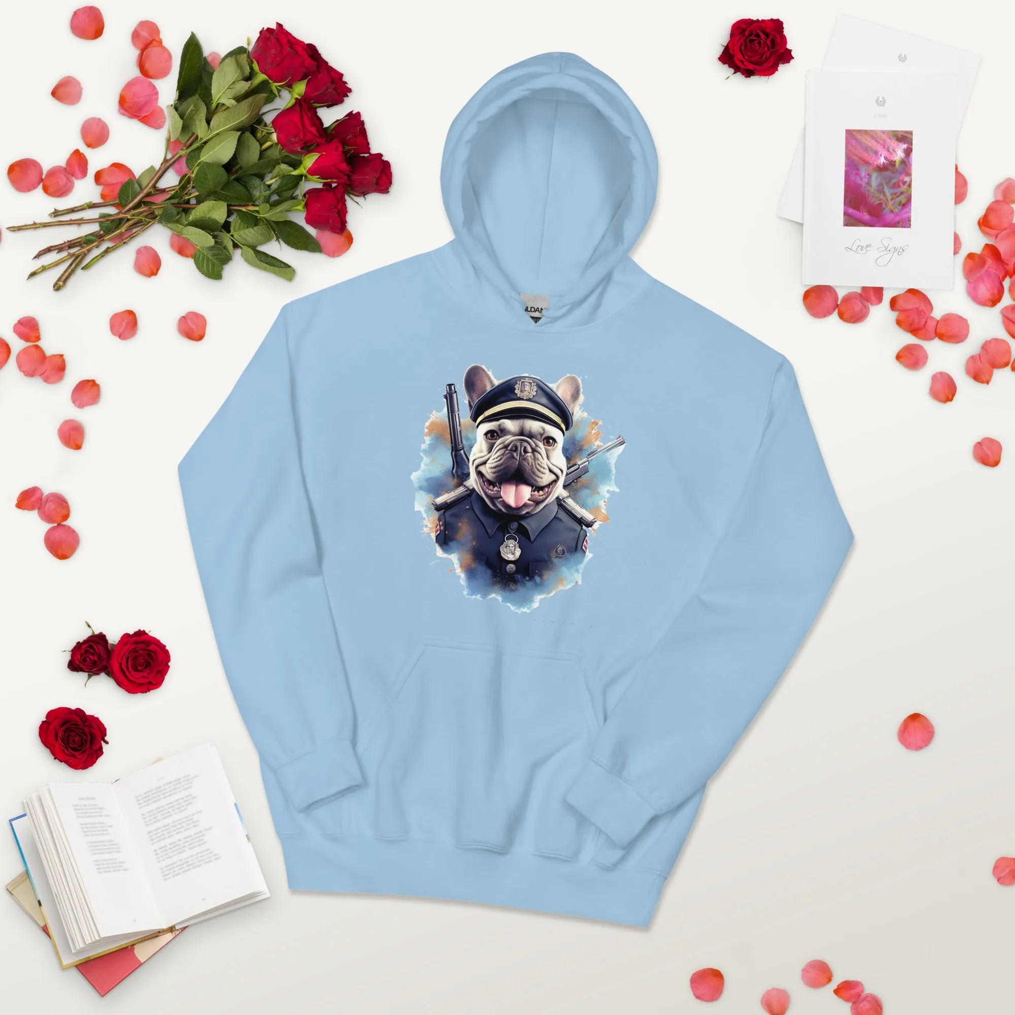 Policeman Frenchie Unisex Heavy Blend Hoodie - A Unique and Brave Pick for Pet Lovers and Law Enforcement Enthusiasts