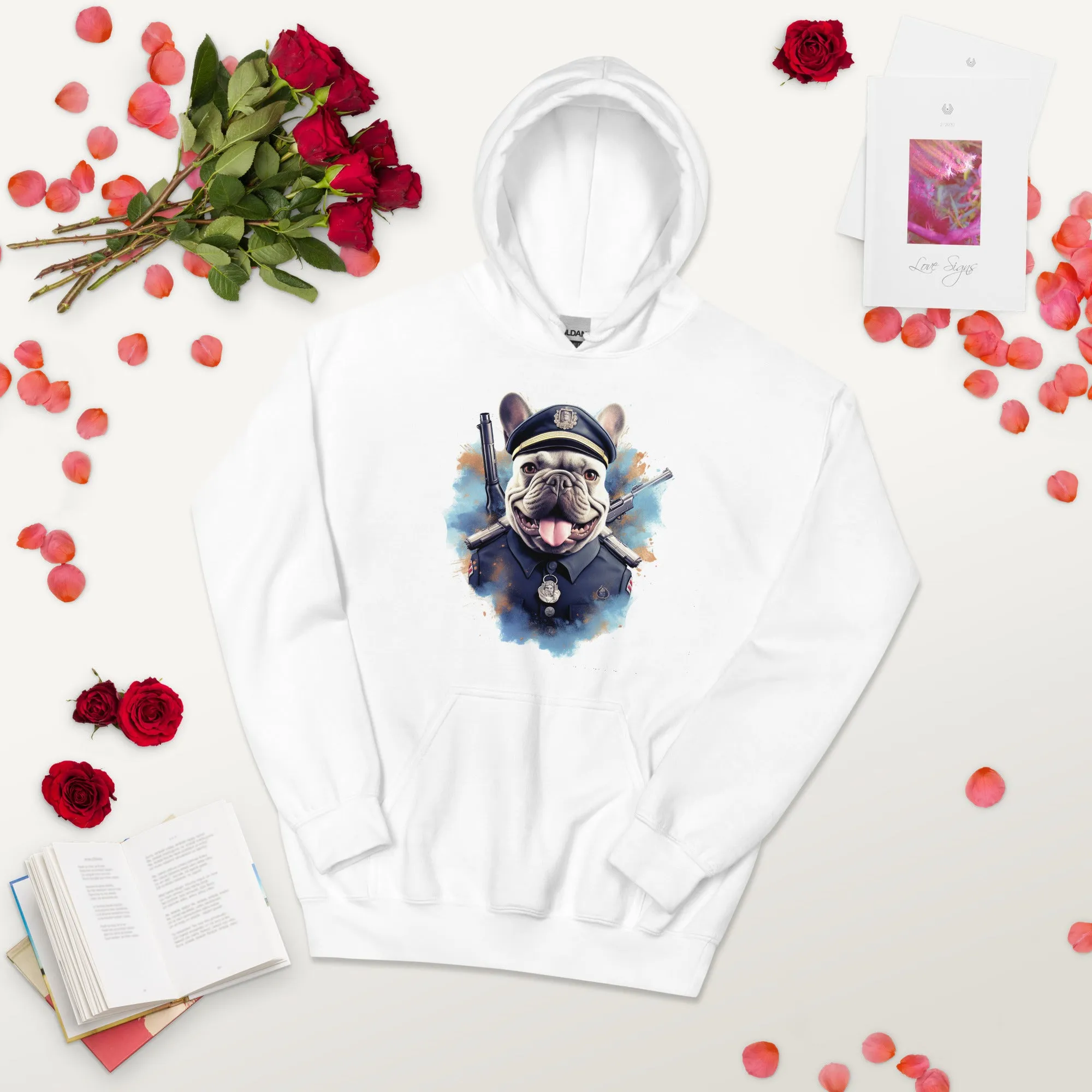 Policeman Frenchie Unisex Heavy Blend Hoodie - A Unique and Brave Pick for Pet Lovers and Law Enforcement Enthusiasts