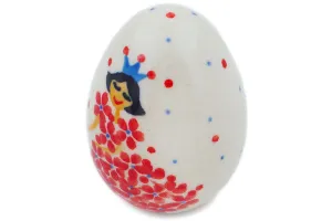 Polish Pottery 2" Egg Figurine Princess In A Red Dress