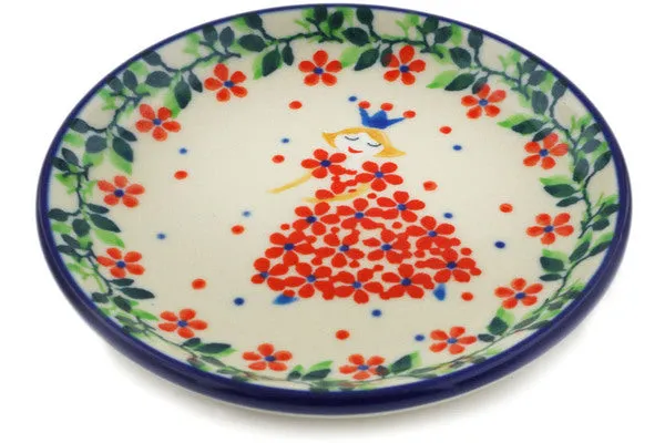 Polish Pottery Mini Plate, Coaster plate Princess In A Red Dress