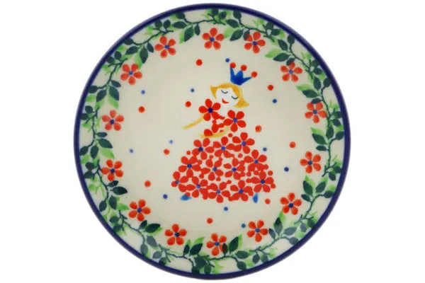 Polish Pottery Mini Plate, Coaster plate Princess In A Red Dress