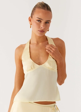 FlexibleWaistband Pollie Halter Top - Yellow
