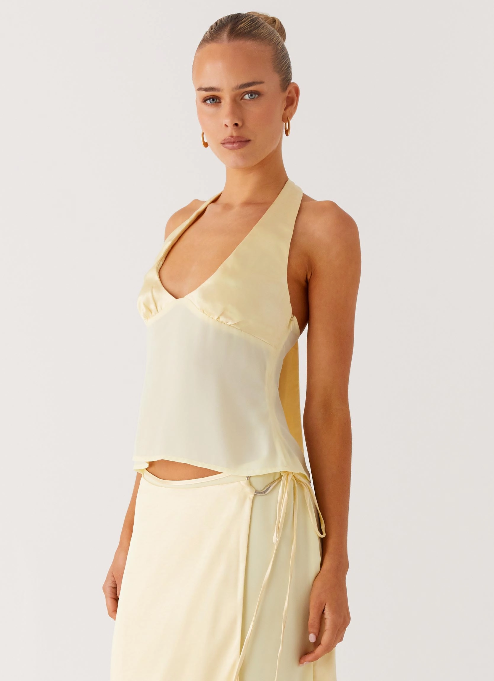 Pollie Halter Top - Yellow ContrastPlacket
