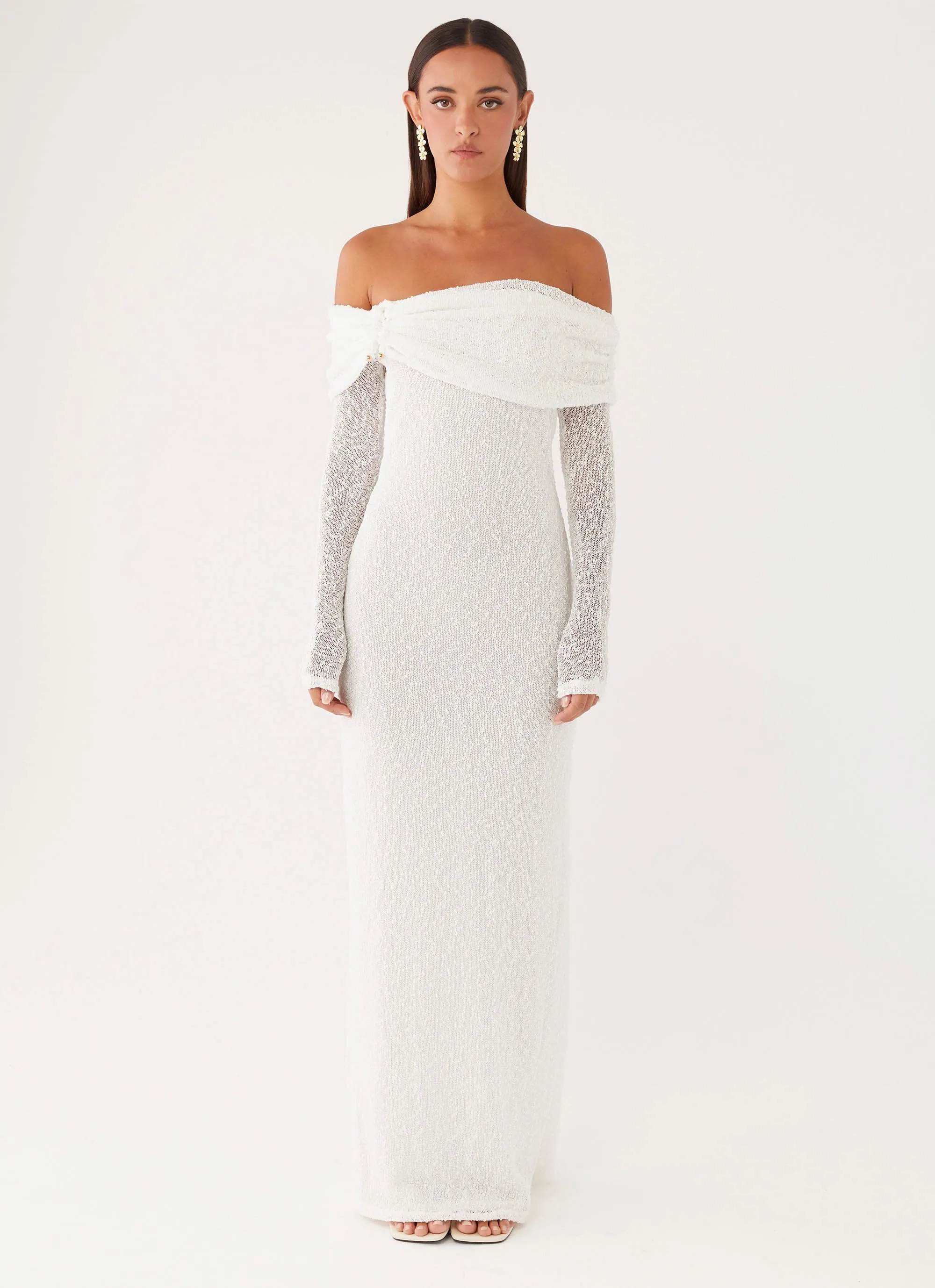 Pollyanna Knit Hardware Maxi Dress - Ivory Anniversary-Event