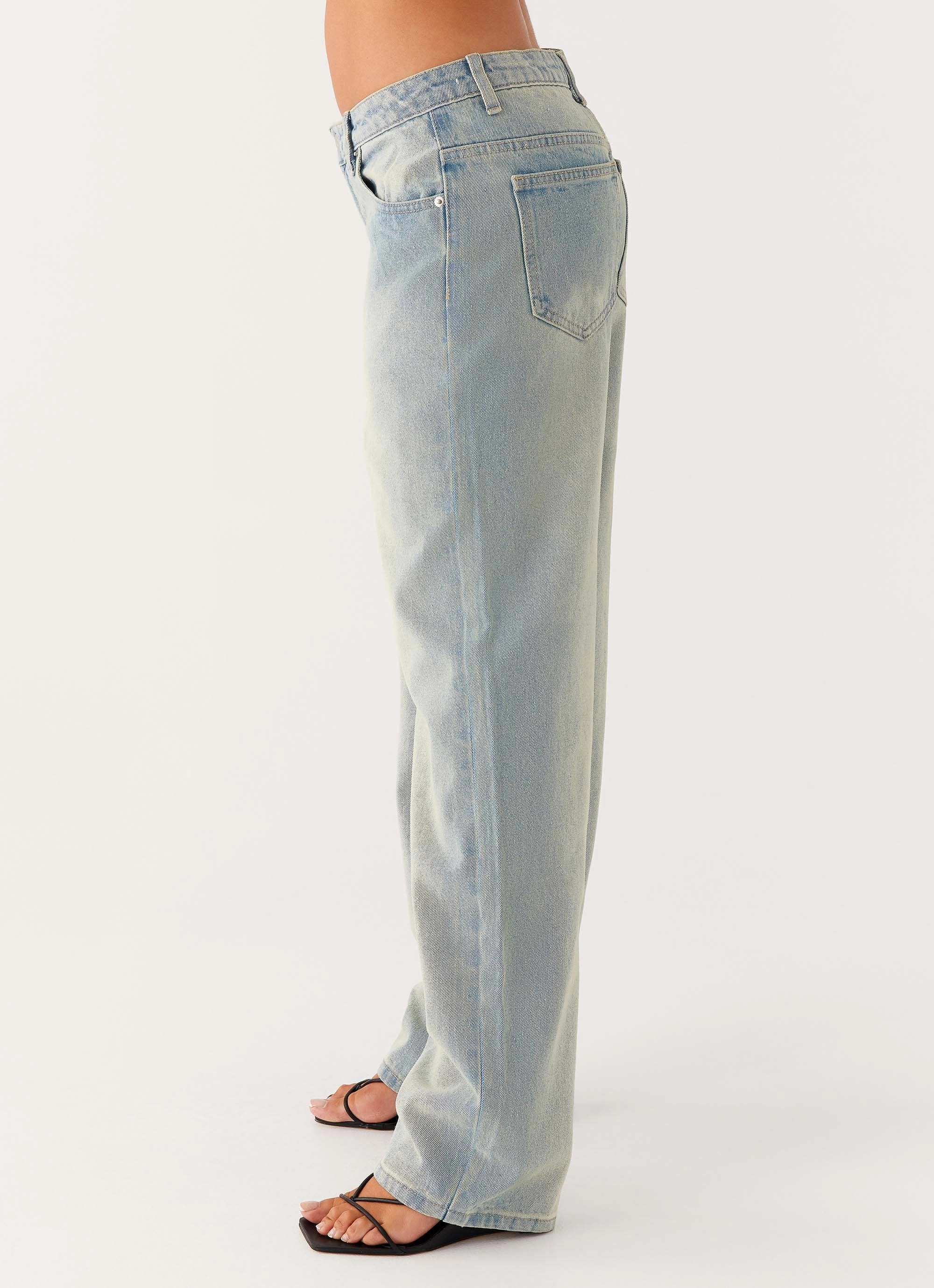 Poppy Low Rise Jeans - Vintage Denim DoubleLayeredHem