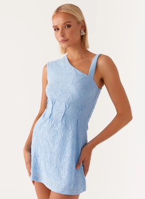 Poppy Mini Dress - Baby Blue Lace Fine Flare Breeze