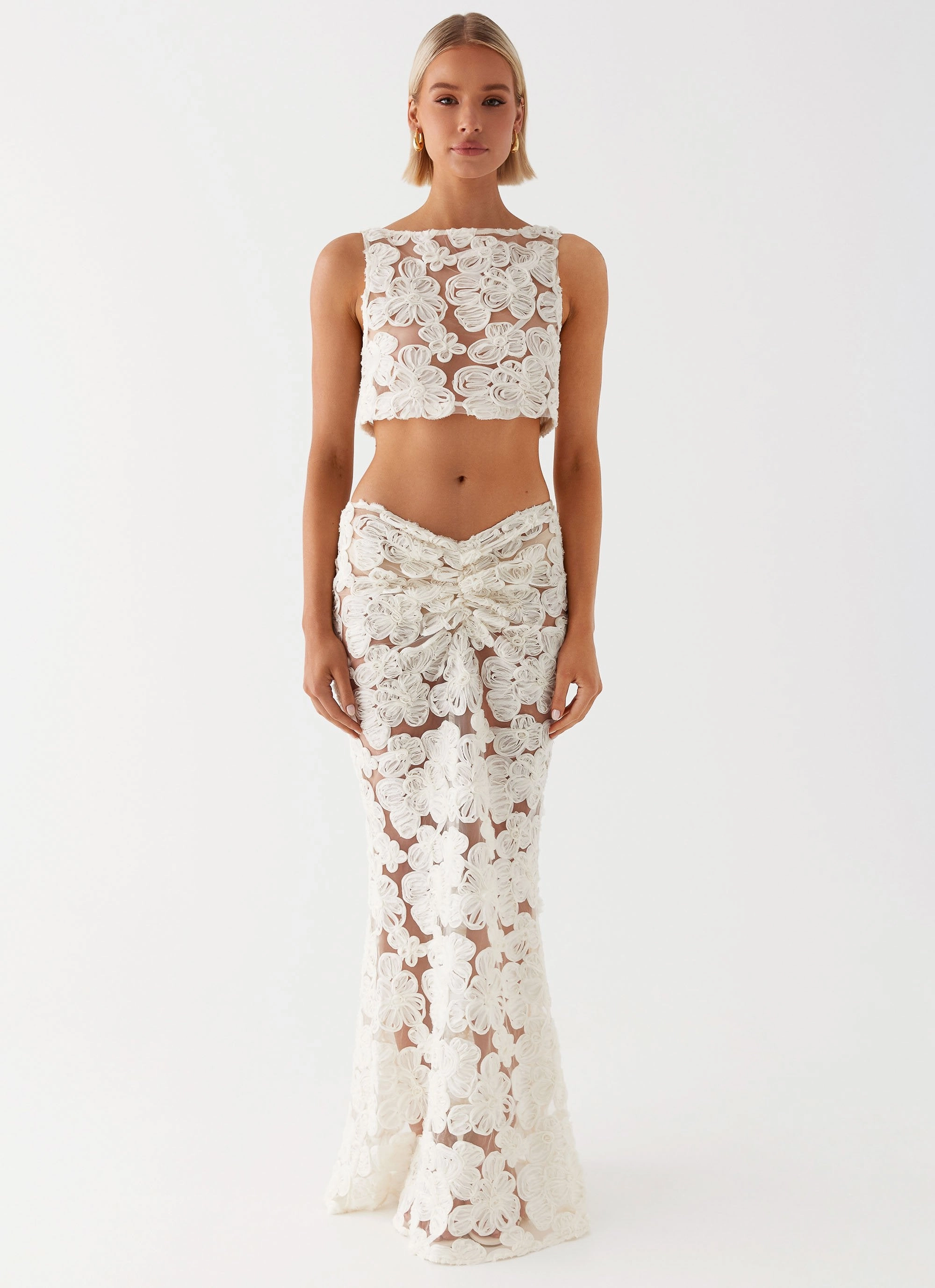 Recycled Material Blend UVProtection Fiorella Floret Top - Ivory