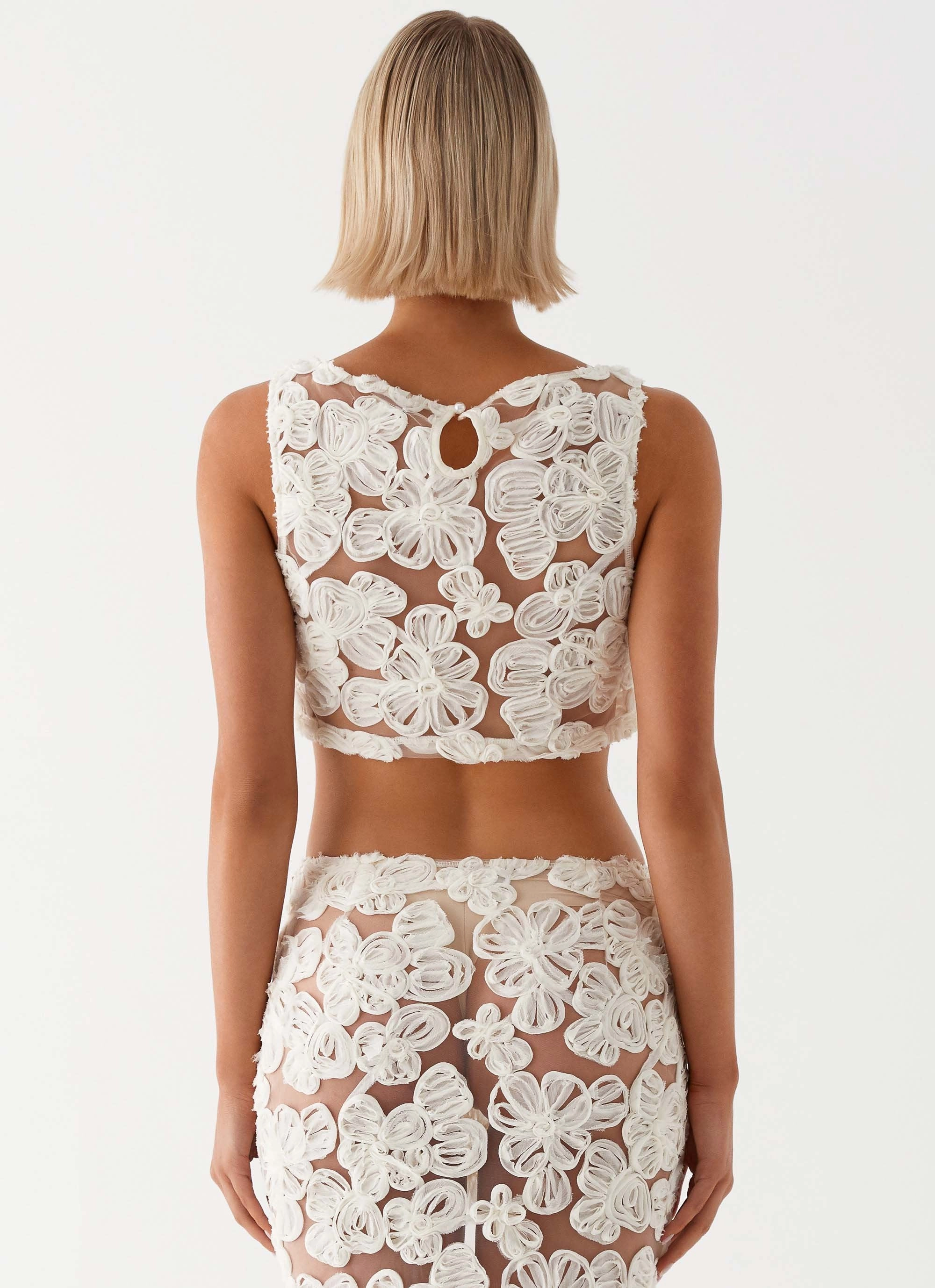High Neckline Structure HighNeck Fiorella Floret Top - Ivory