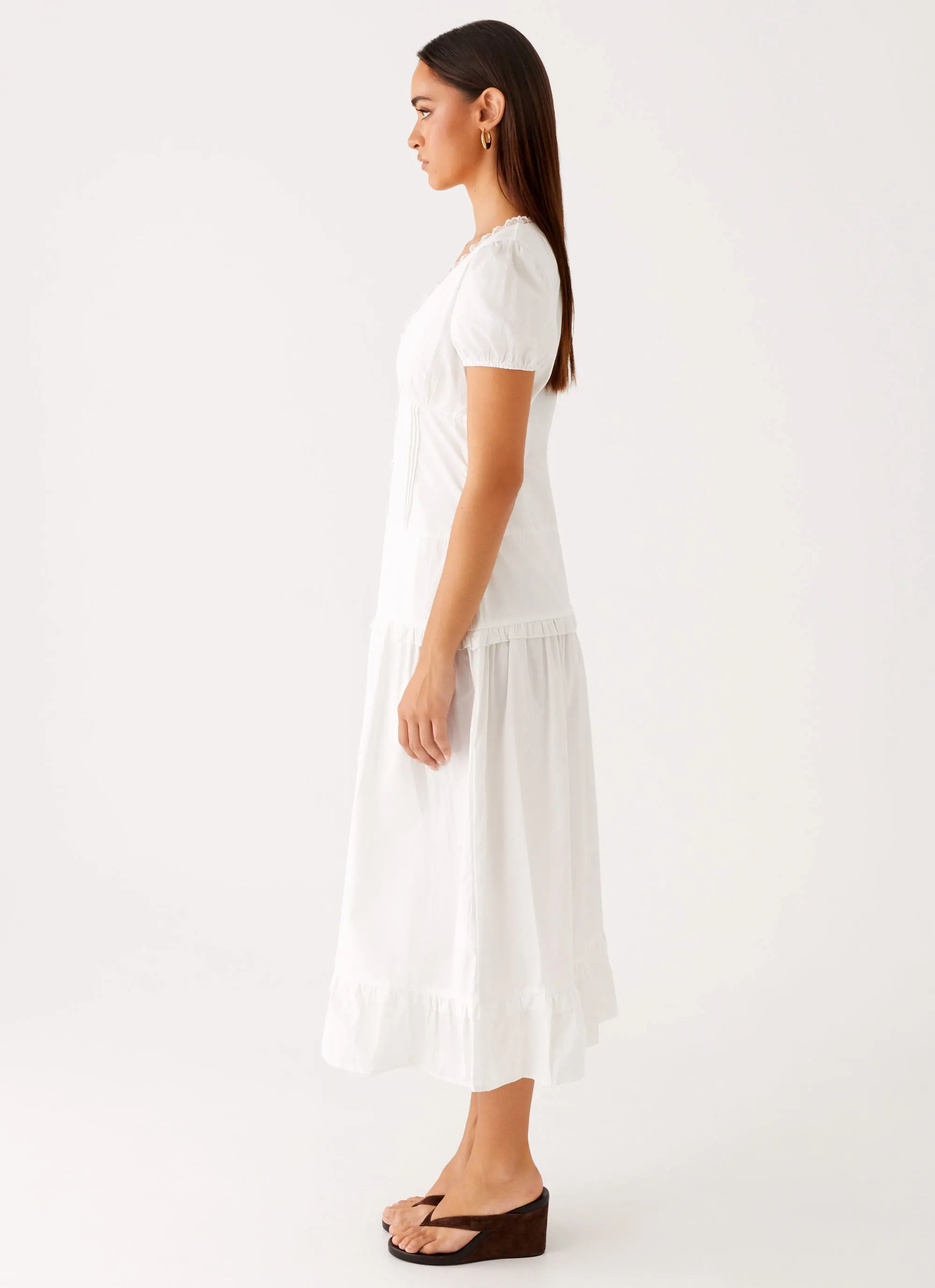 London Midi Dress - White Sharp Motion