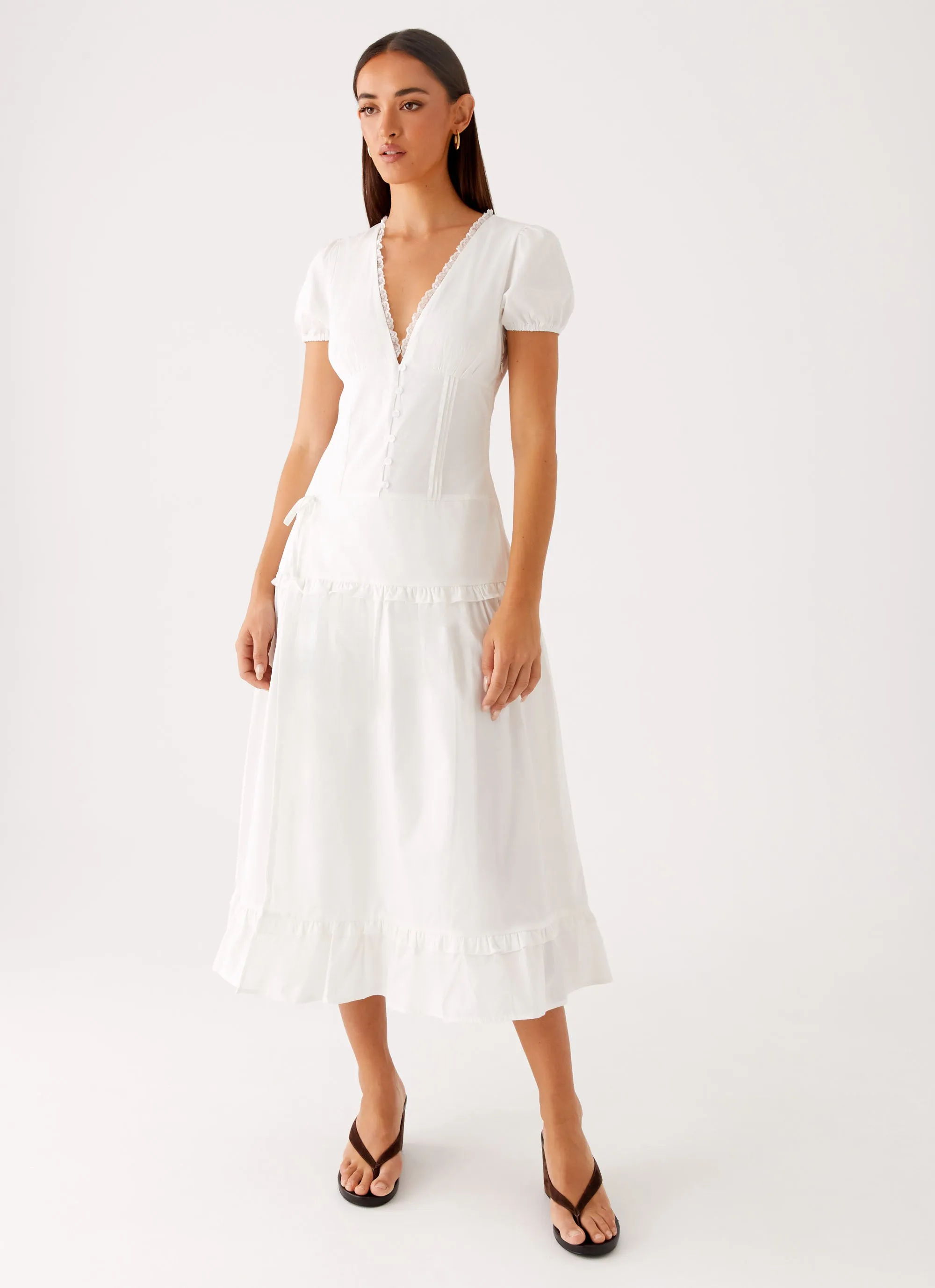London Midi Dress - White Sleek Fit Day-To-Night Wear