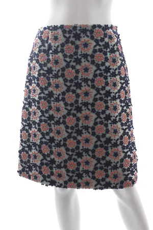 Prada Flower Embroidered Skirt