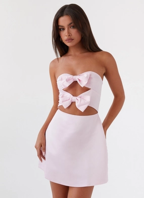 Regular-fit Girl Crush Bow Mini Dress - Pink