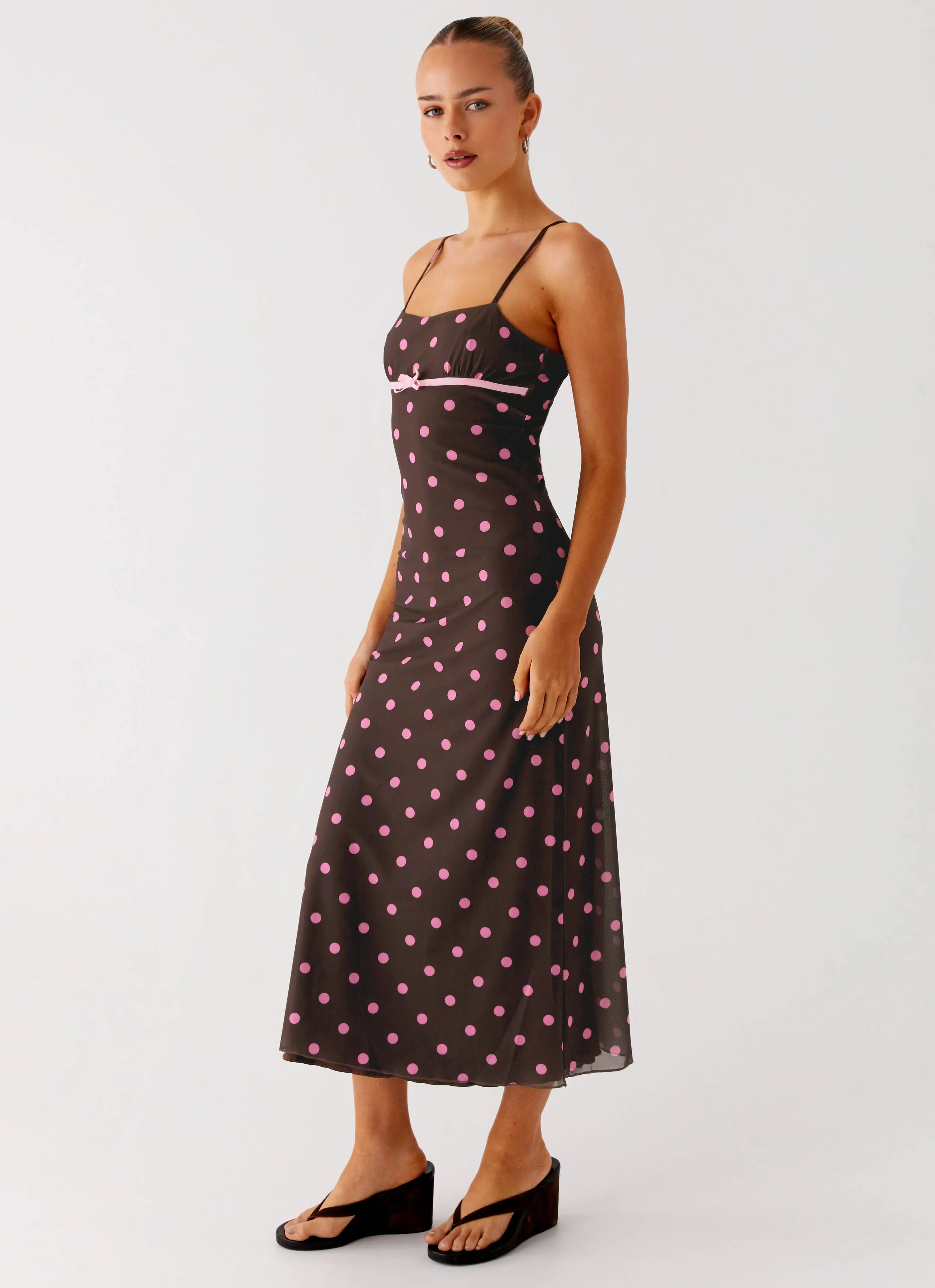 Latto Midi Dress - Chocolate Strawberry Dot Event Glow