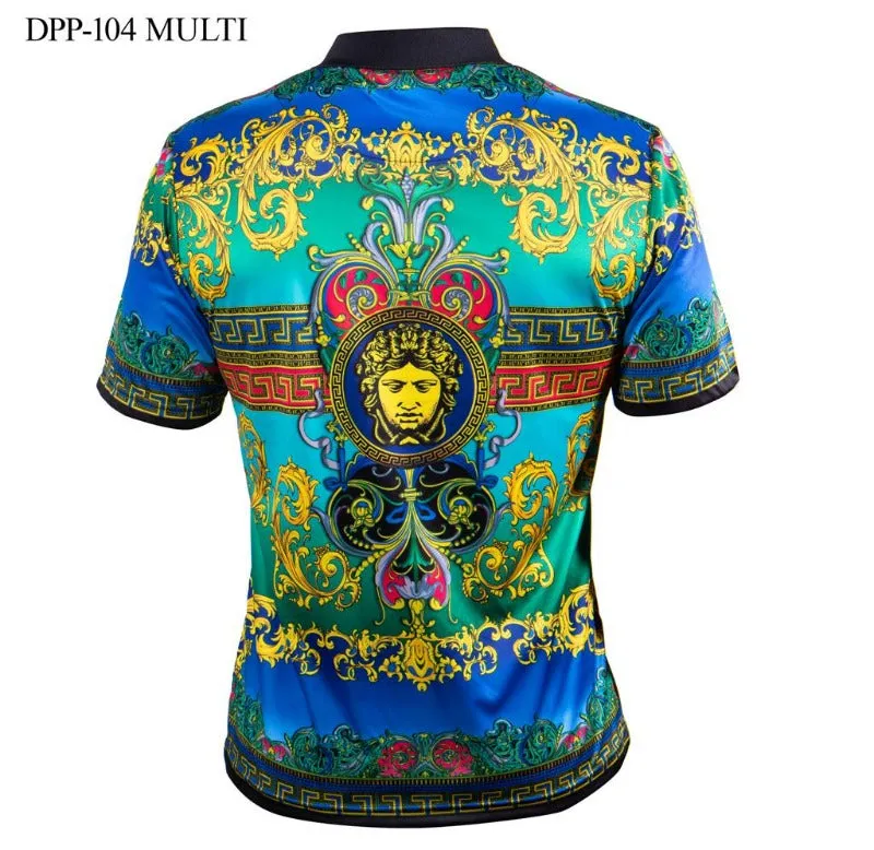 Prestige Green and Blue paisley Men's polo shirt style No : DPP-104