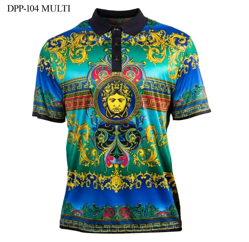 Prestige Green and Blue paisley Men's polo shirt style No : DPP-104