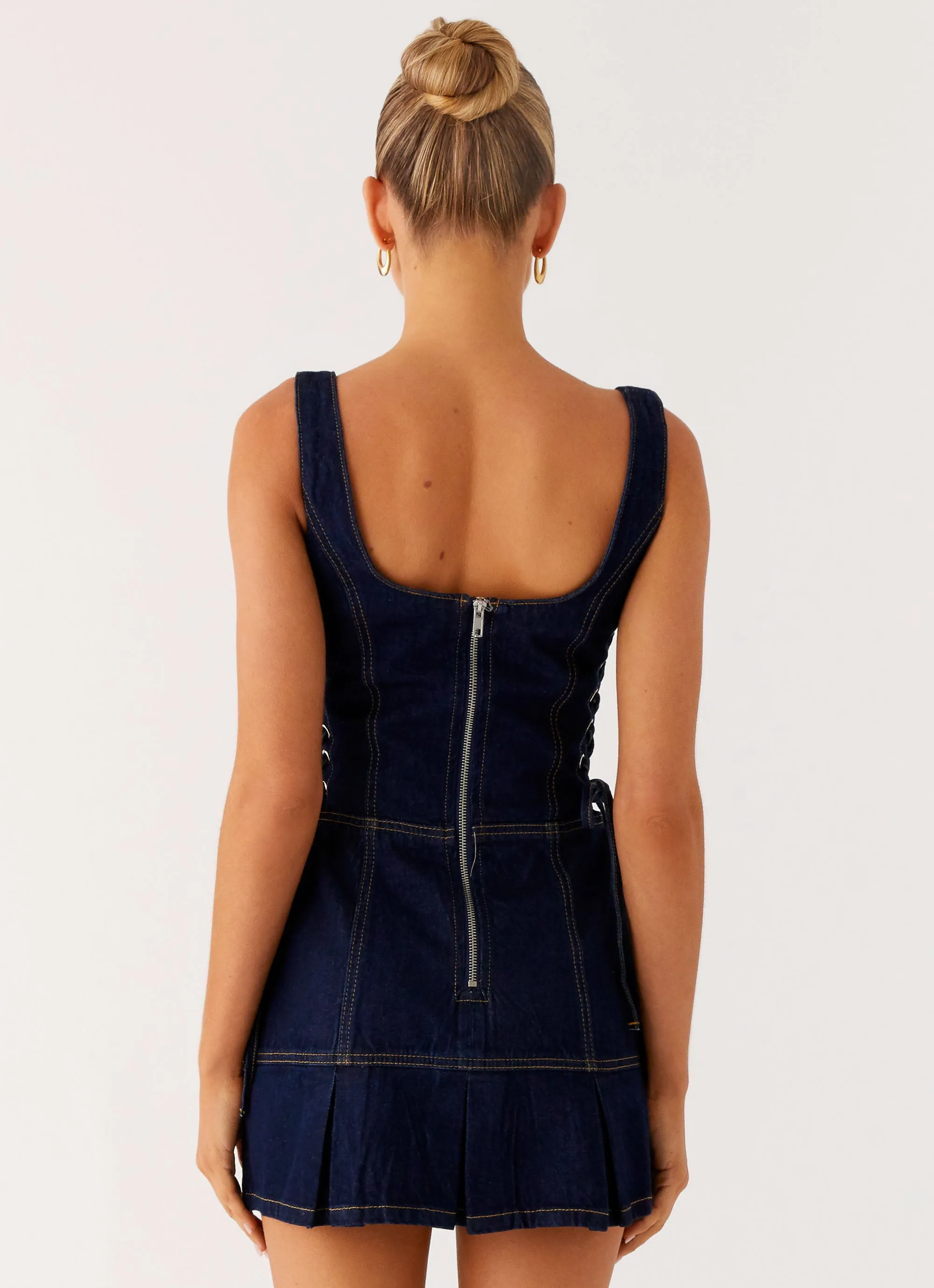 Walk Grace ruffle trim Preston Mini Dress - Indigo