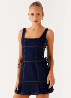 Preston Mini Dress - Indigo Vibrant Aesthetic Vibrant pattern