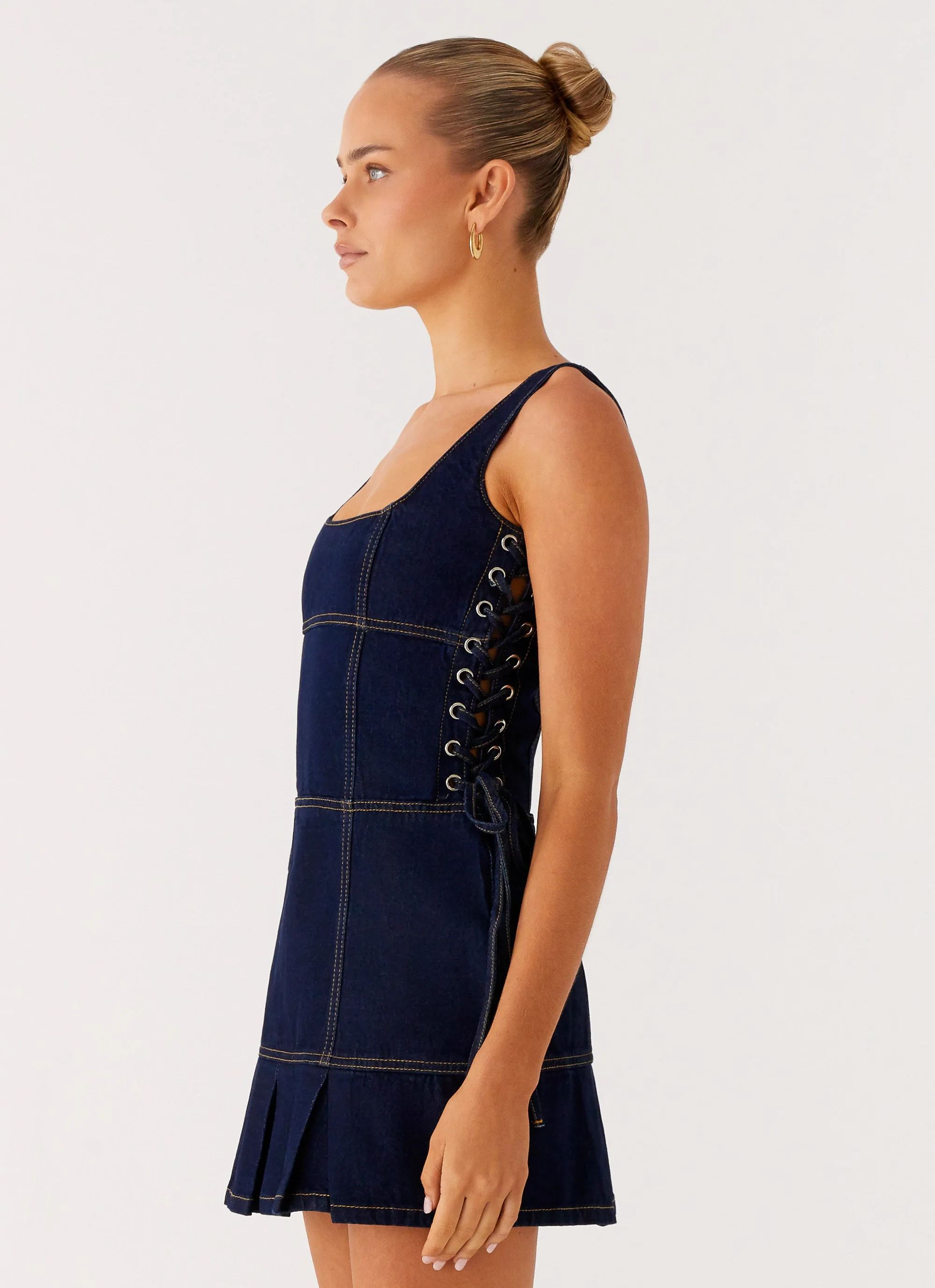 Bright Colors Effortless Style Preston Mini Dress - Indigo