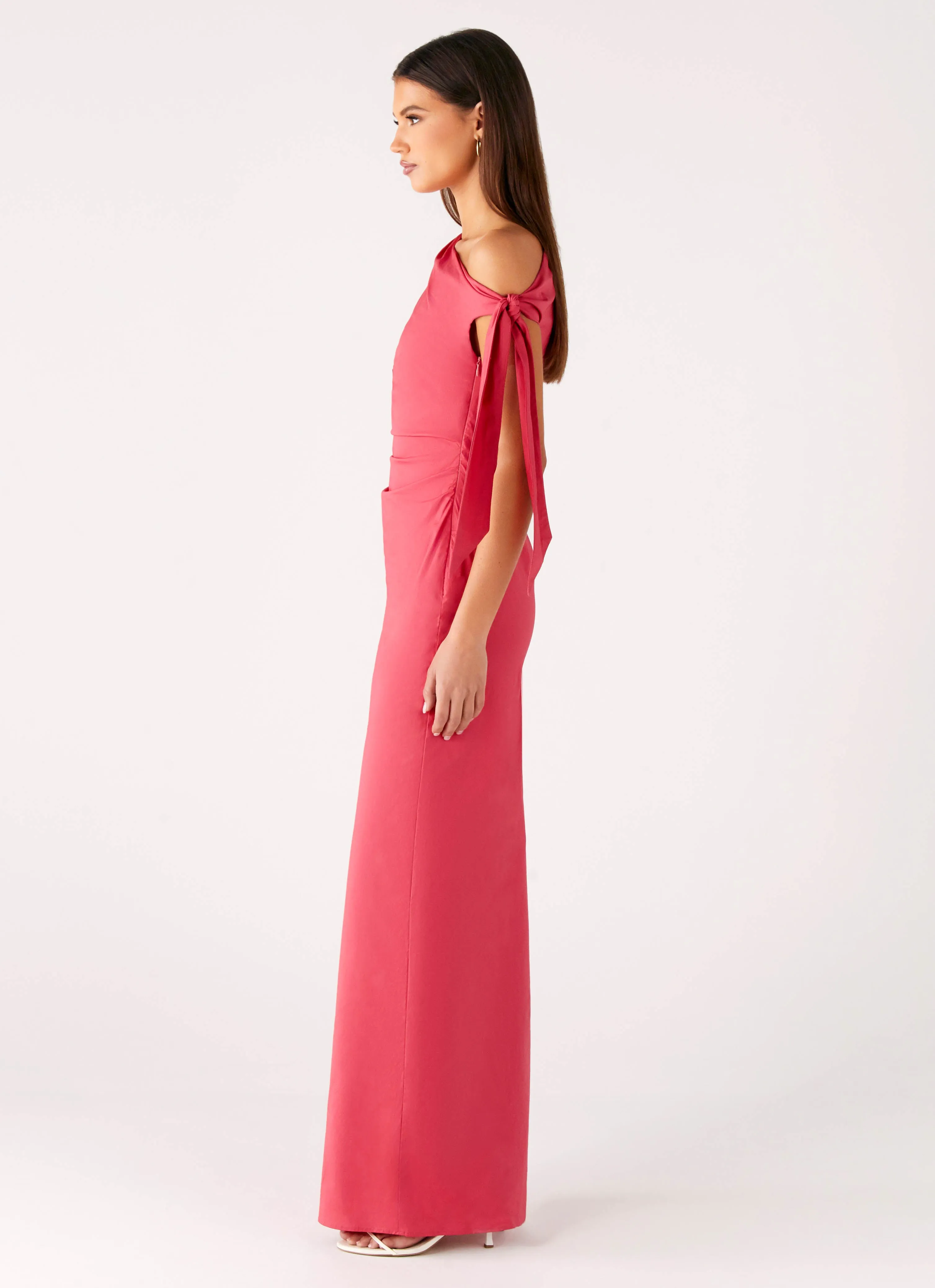 Dreamy Look Side-Zip Marella Maxi Dress - Coral