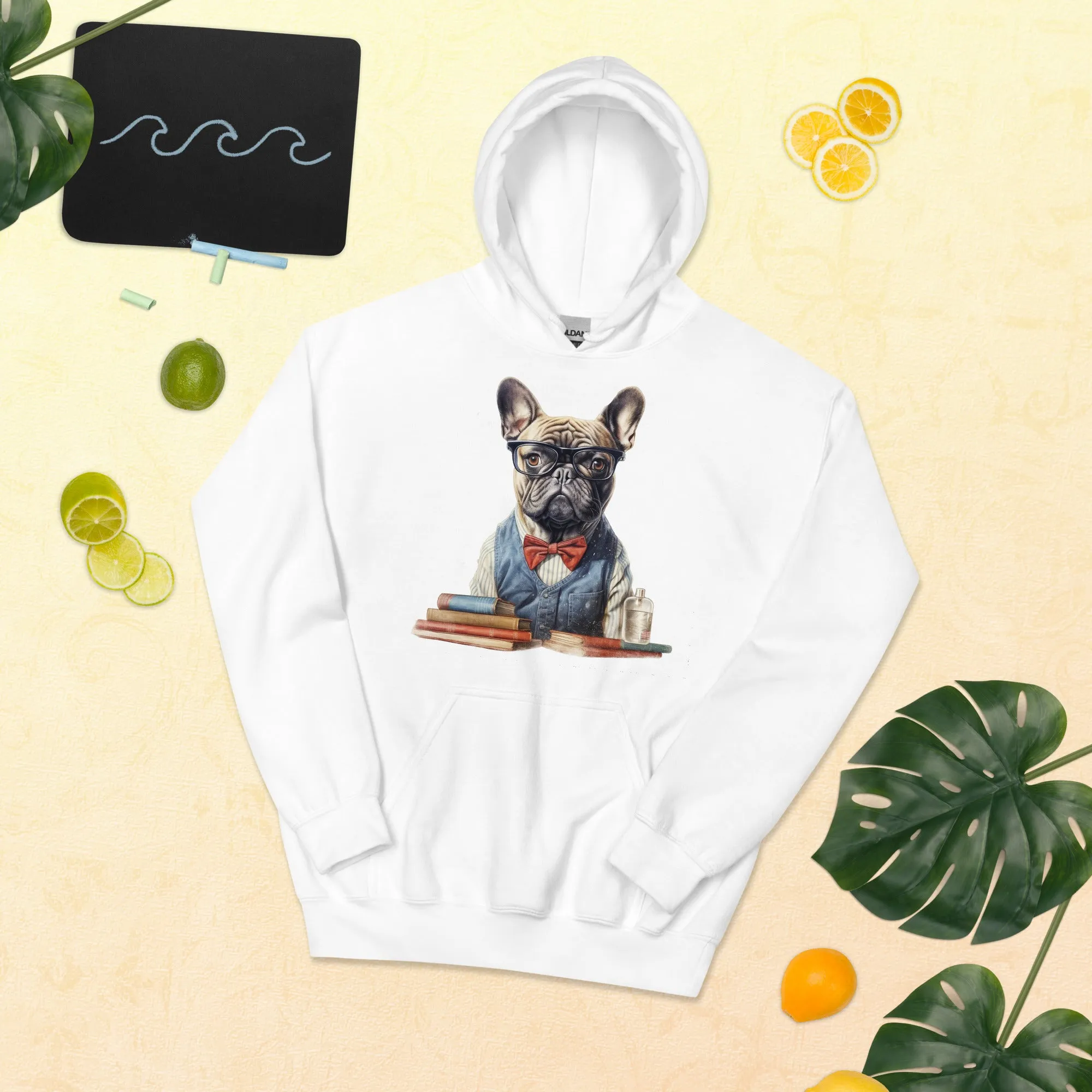 Professor Frenchie Unisex Heavy Blend Hoodie - A Smart Choice for Pet Lovers and Academia Enthusiasts