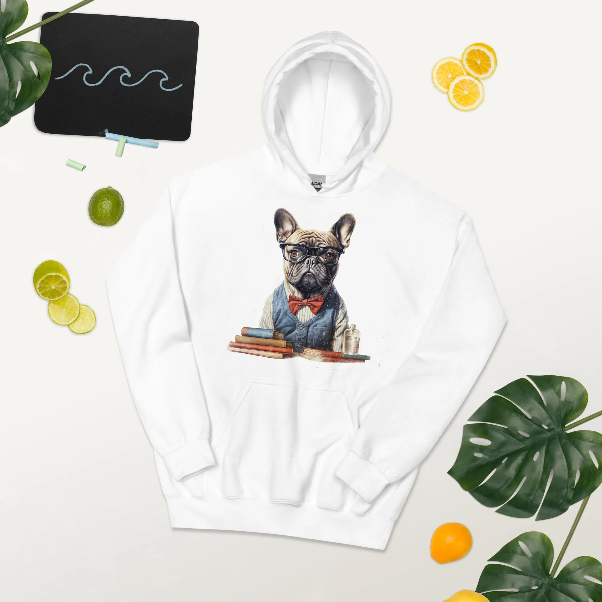 Professor Frenchie Unisex Heavy Blend Hoodie - A Smart Choice for Pet Lovers and Academia Enthusiasts