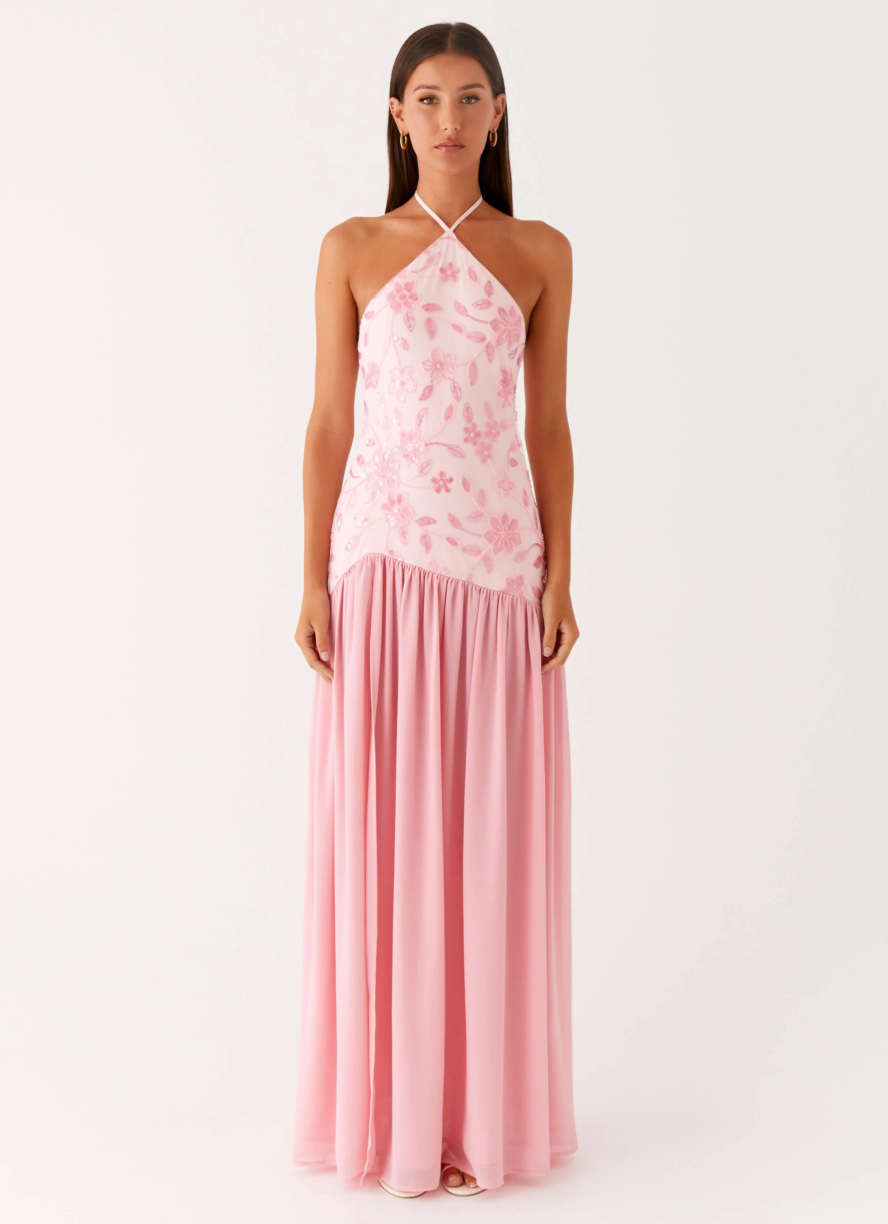 Janelle Beaded Maxi Dress - Pink Day Chic