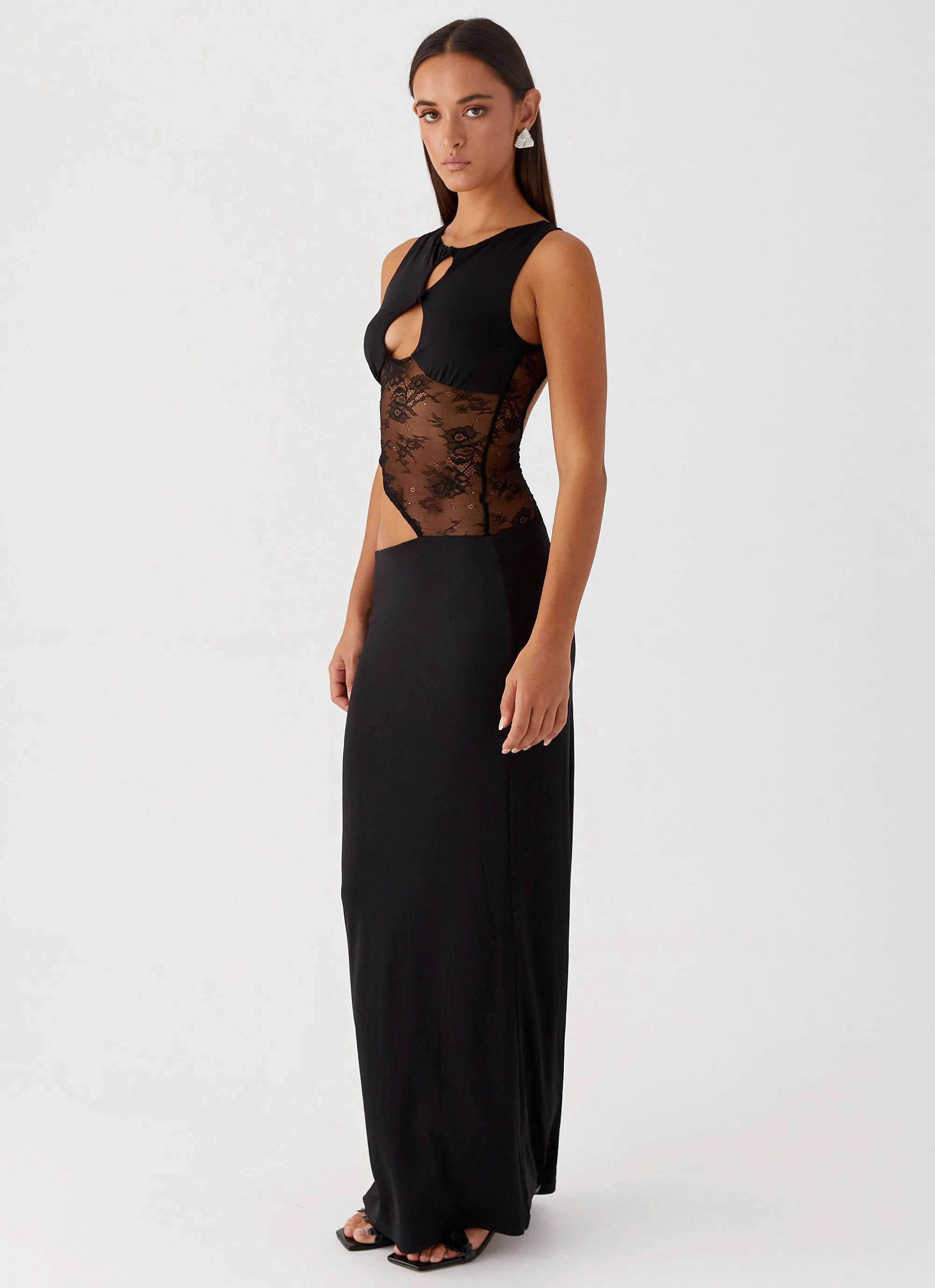 Gathered-Detail Prophecy Maxi Dress - Black