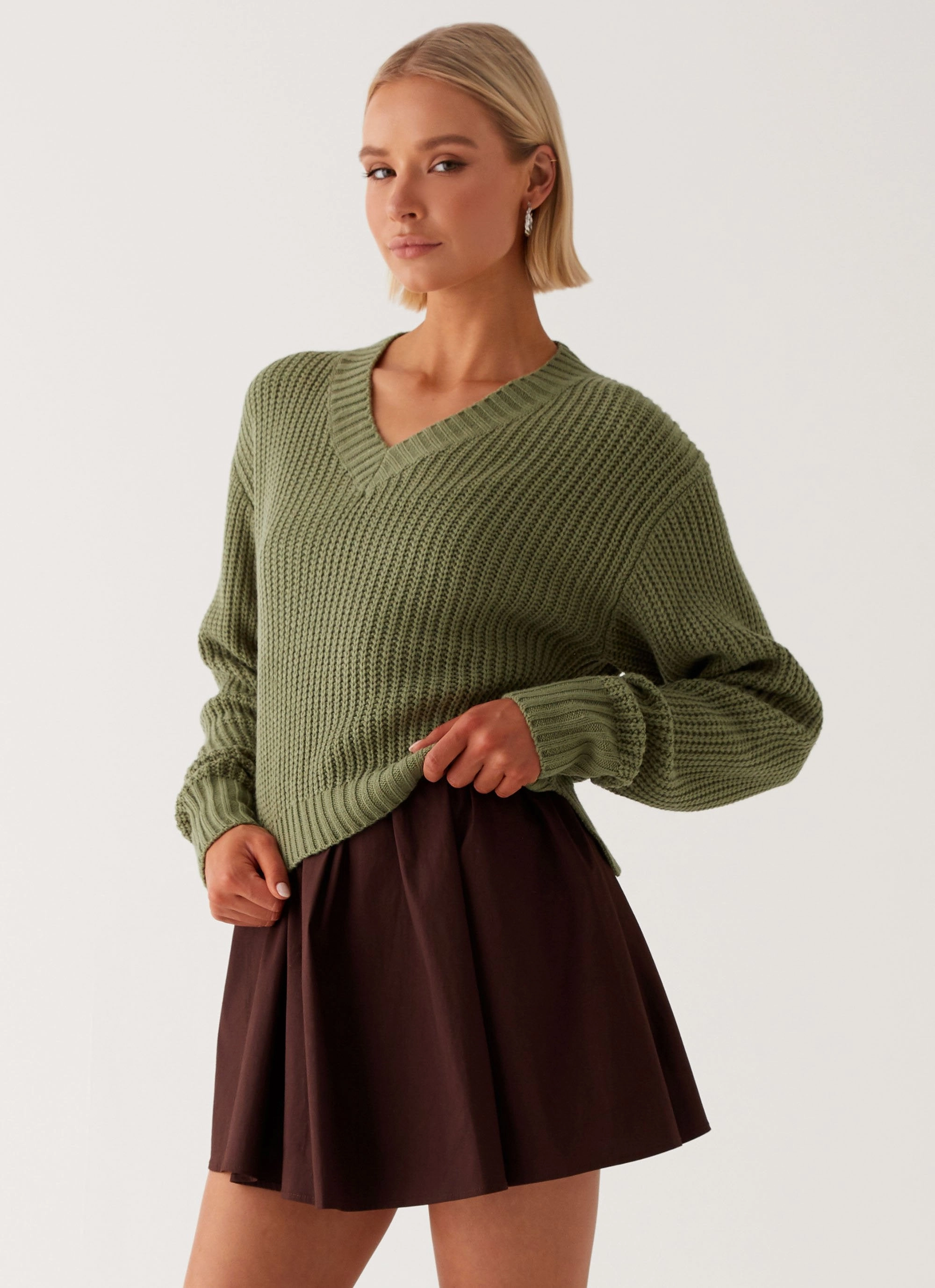 Jenson Sweater - Khaki Lightweight Construction Calm Day Fit