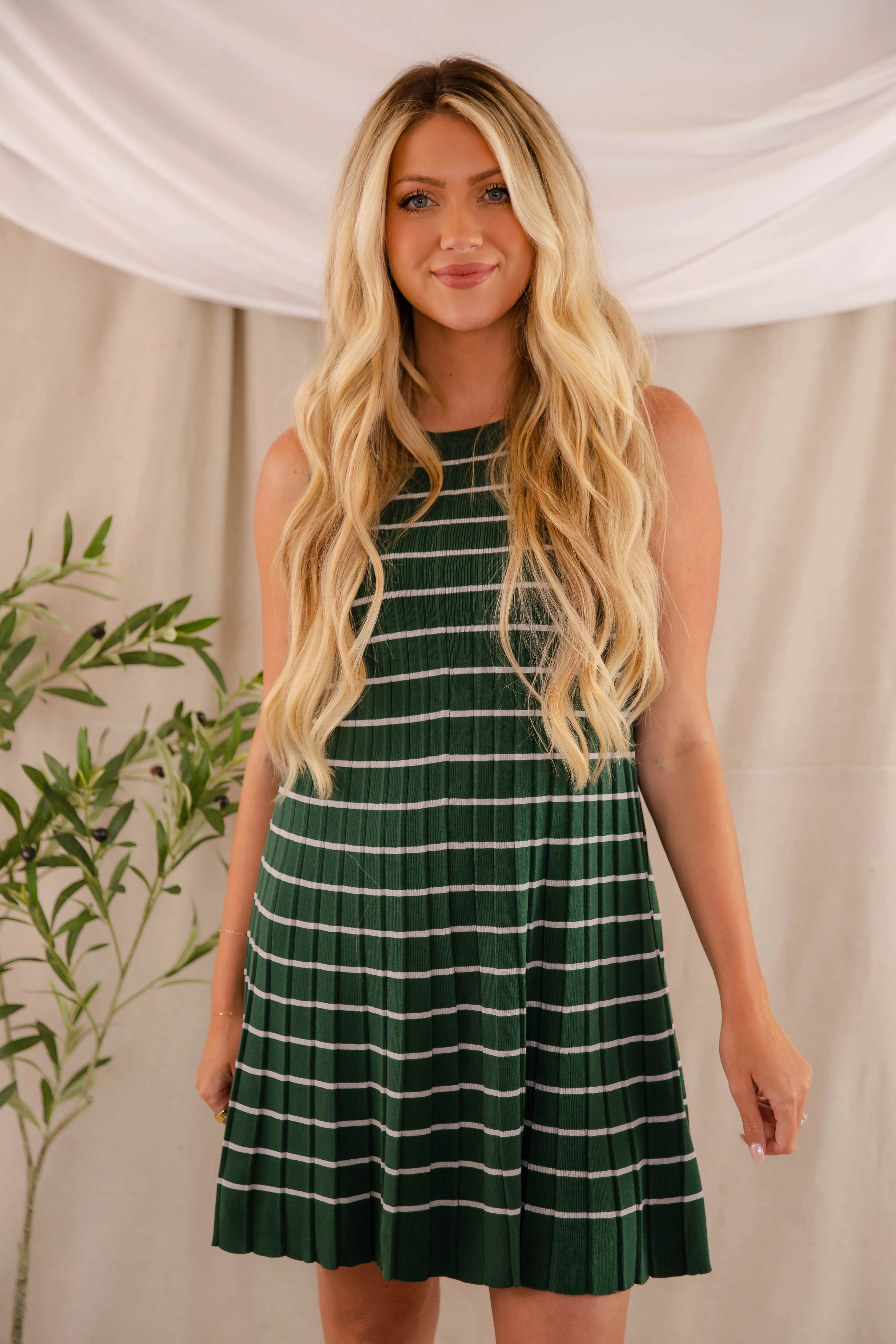 Lightweight Comfort BiasCutSilhouette Proving My Point Sweater Dress- Forest Green