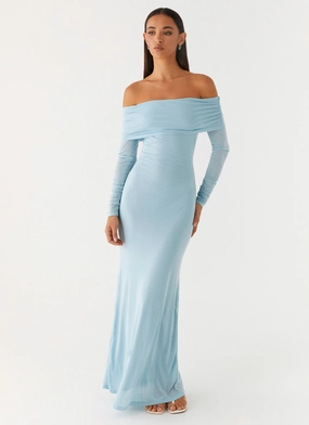 New York Comfy Fit Wear Cocoa Long Sleeve Maxi Dress - Blue