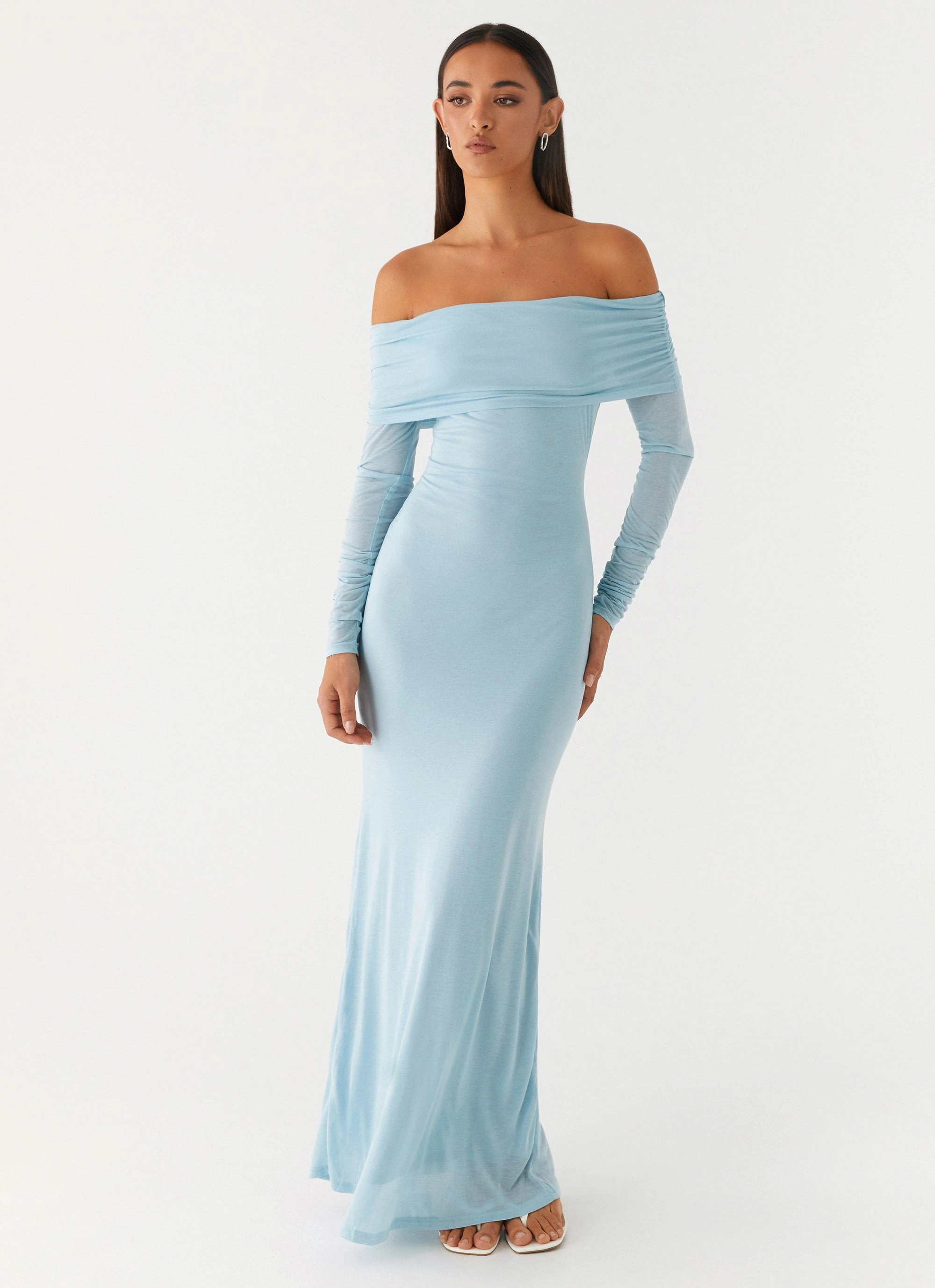 New York Comfy Fit Wear Cocoa Long Sleeve Maxi Dress - Blue
