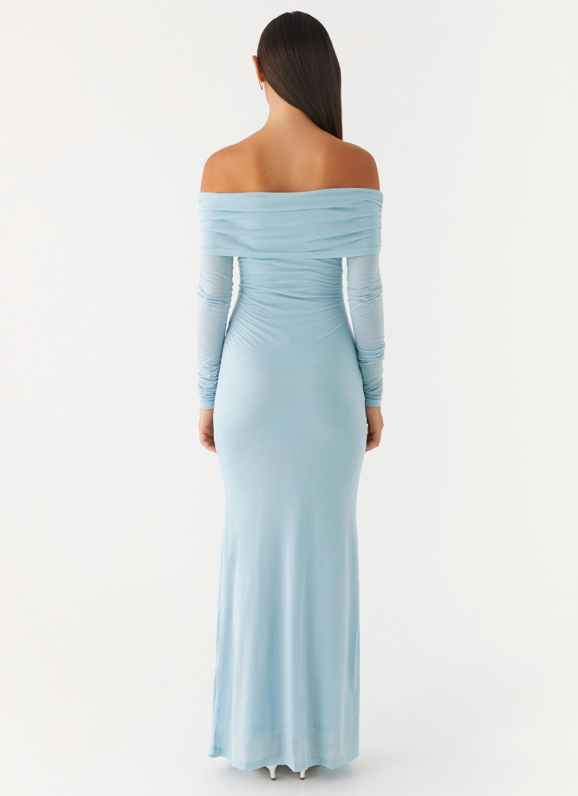 Cocoa Long Sleeve Maxi Dress - Blue Stylish Mood Tailored Comfort