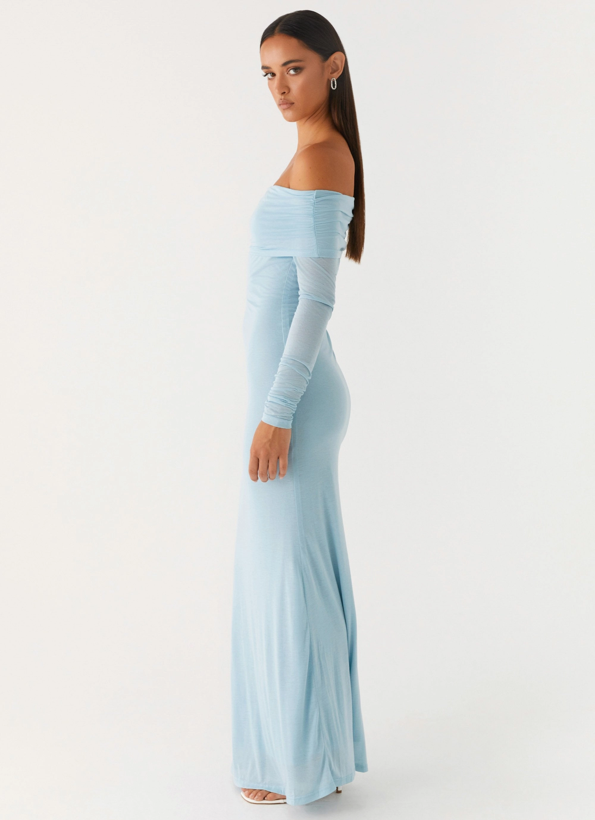 Cocoa Long Sleeve Maxi Dress - Blue Feminine Energy Perfect Style