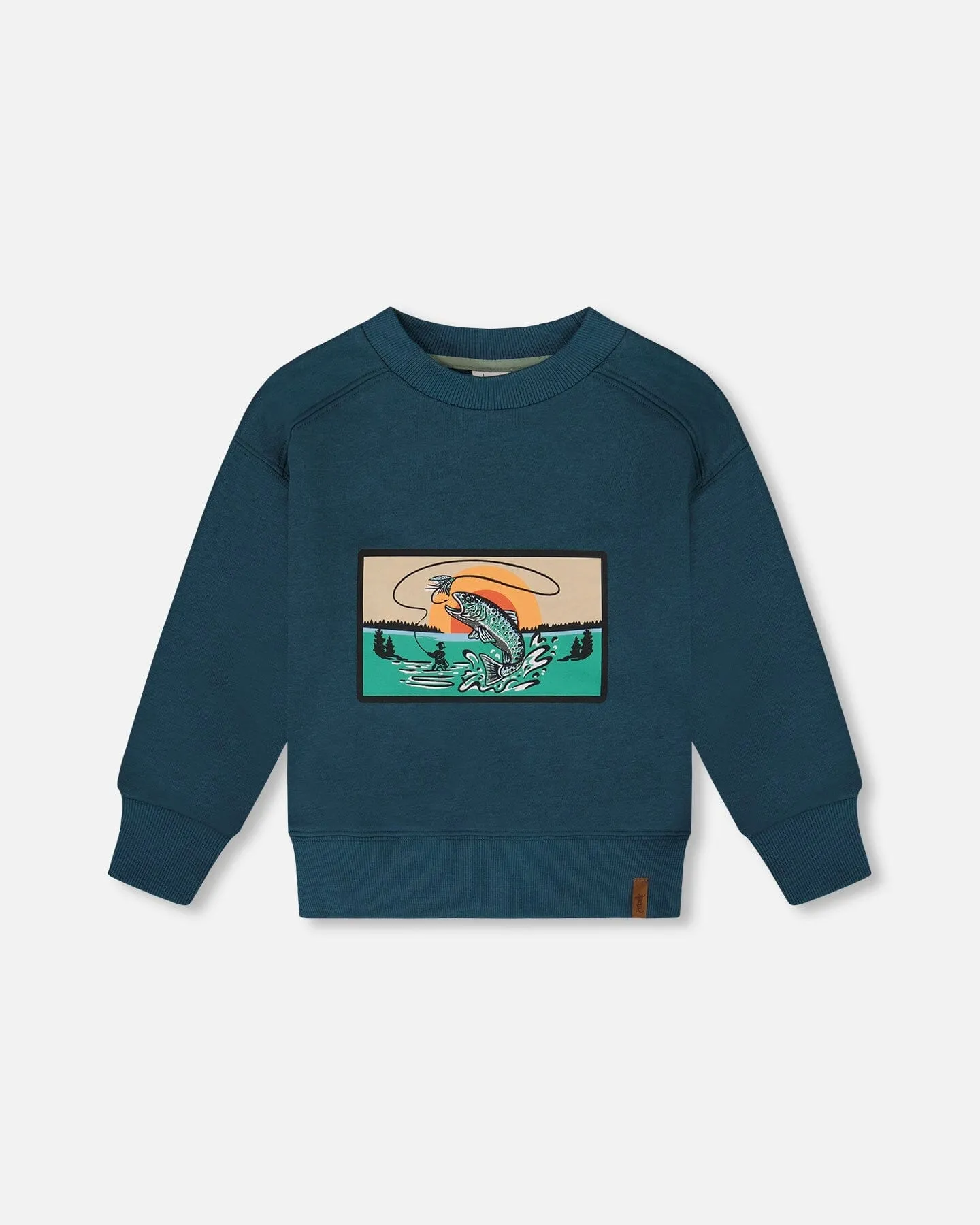 Pullover French Terry Graphic Sweatshirt Teal And Peach