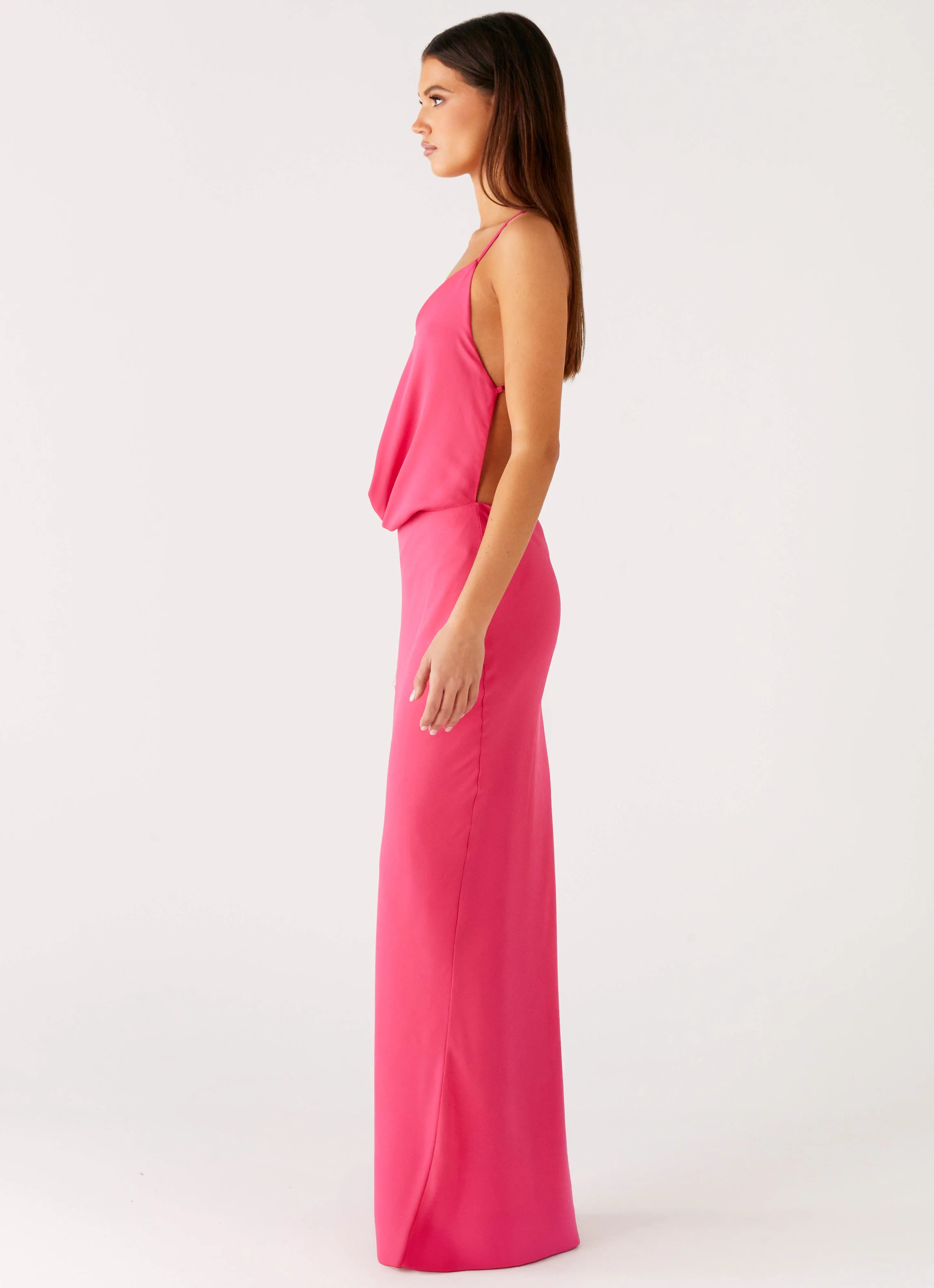 Night Party Pure Heart Cowl Maxi Dress - Fuchsia