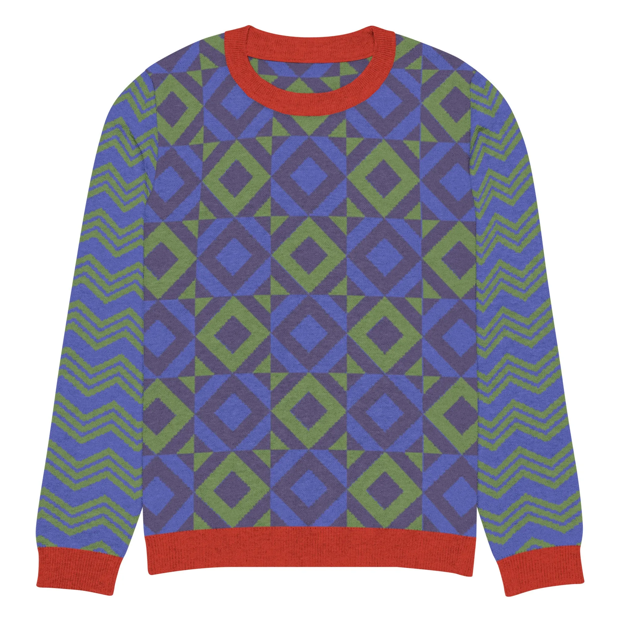 Purple Eclectic Tide Knitted Crewneck Sweater